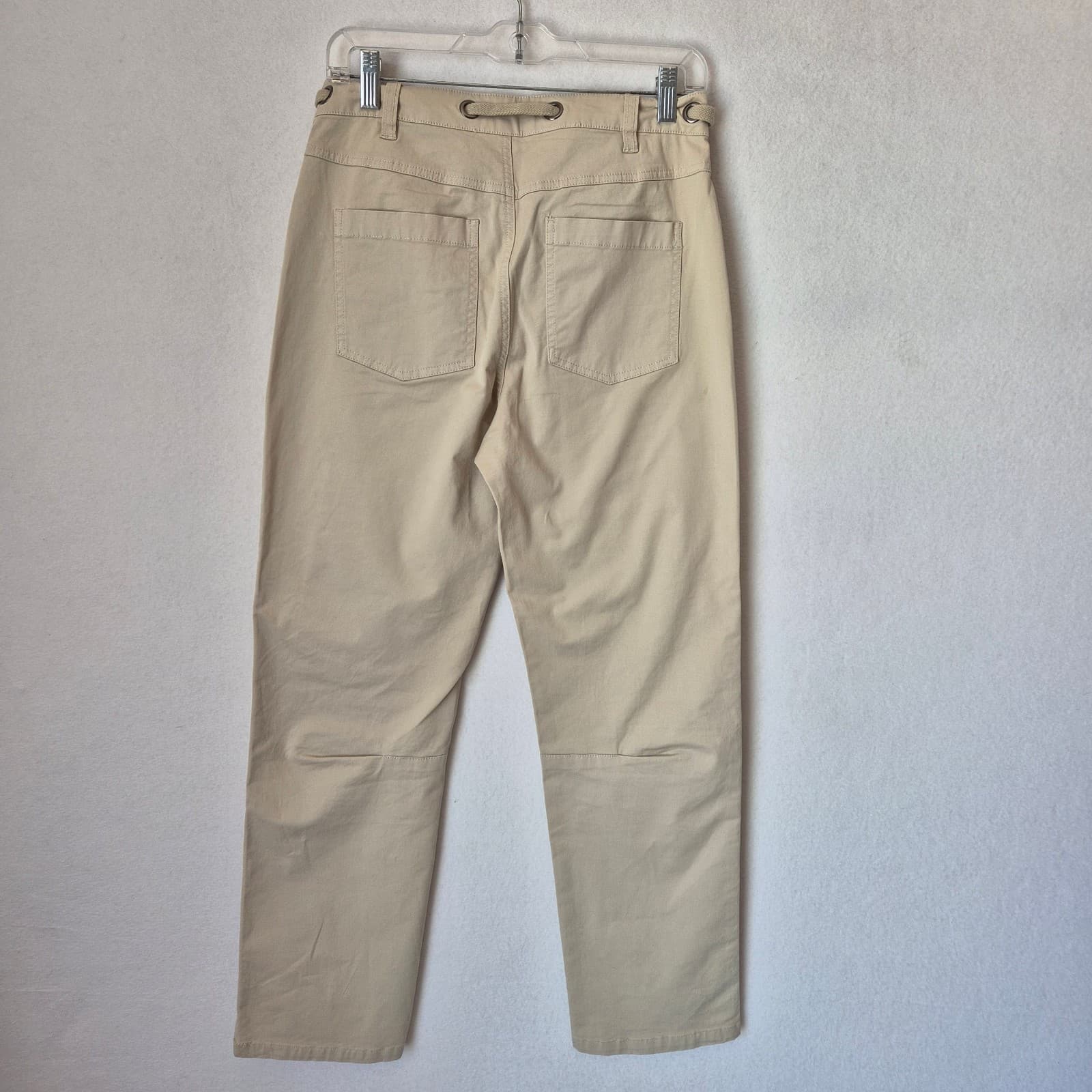 Sundance Bird Embroidered Straight Ankle Pants Zip Drawstring Beige Women's 2 - Thumbnail 6