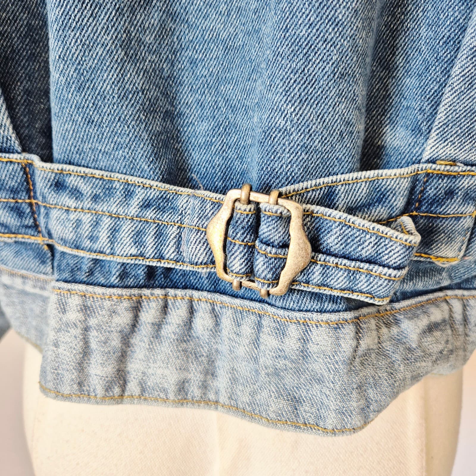 Free People Bedford Cropped Denim Jacket Distressed Medium Wash Cotton Women's S - Thumbnail 11