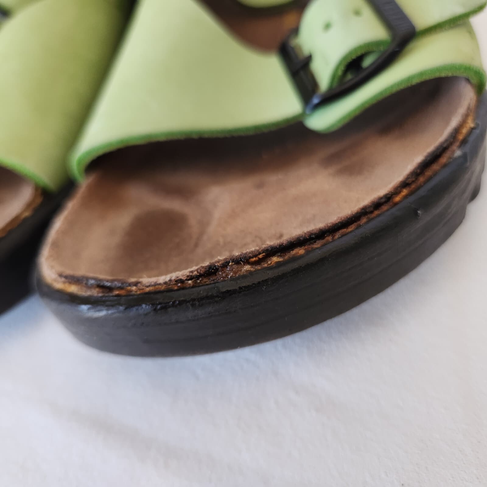 Birkenstock Betula Leather Cork-Footbed Big Buckle Sandals Double Strap Green 38 - Thumbnail 13