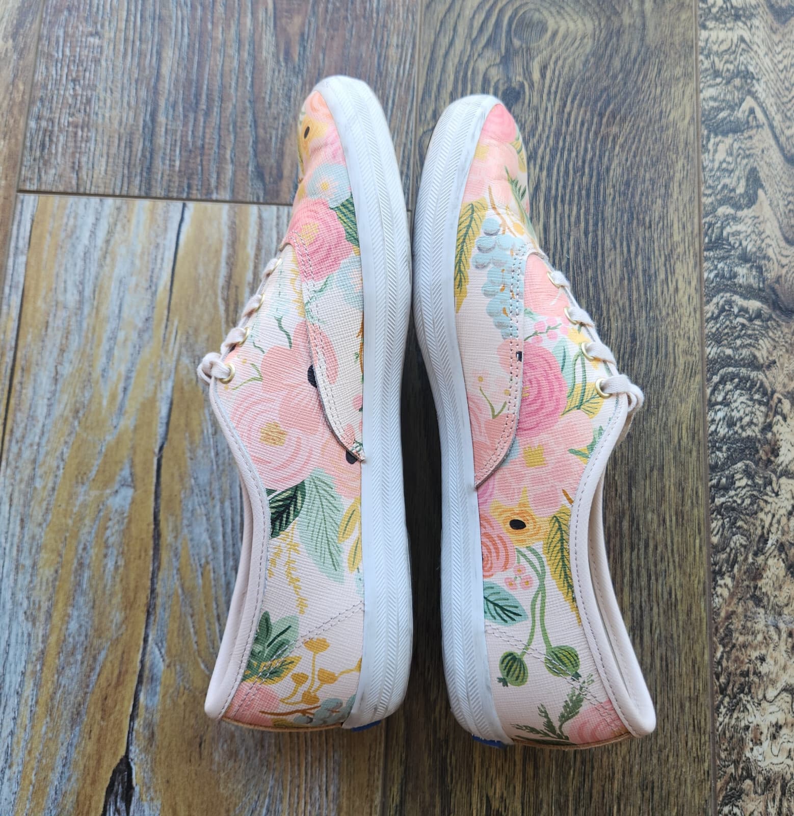 Keds x Rifle Paper Co. Premium Leather Floral Low Top Sneaker Lace-Up Women 7.5 - Thumbnail 6