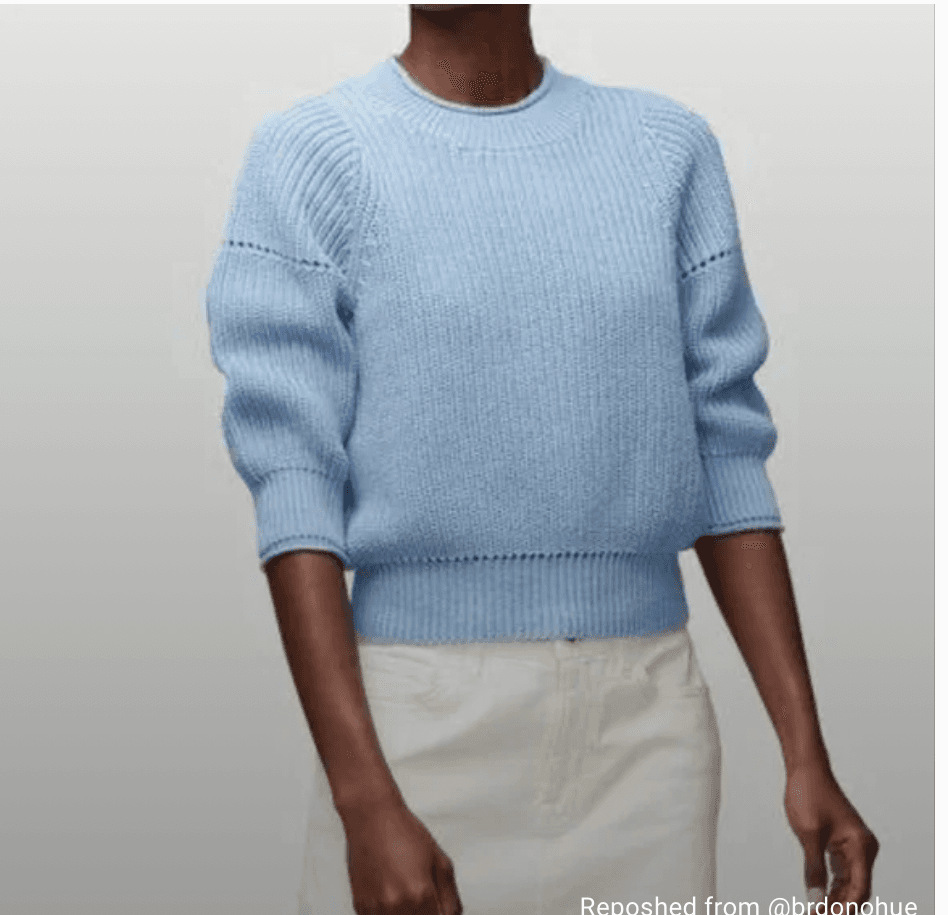 FRAME Cotton Cashmere Chunky Knit Sweater 3/4 Sleeve Off White Women's XXS - Thumbnail 5