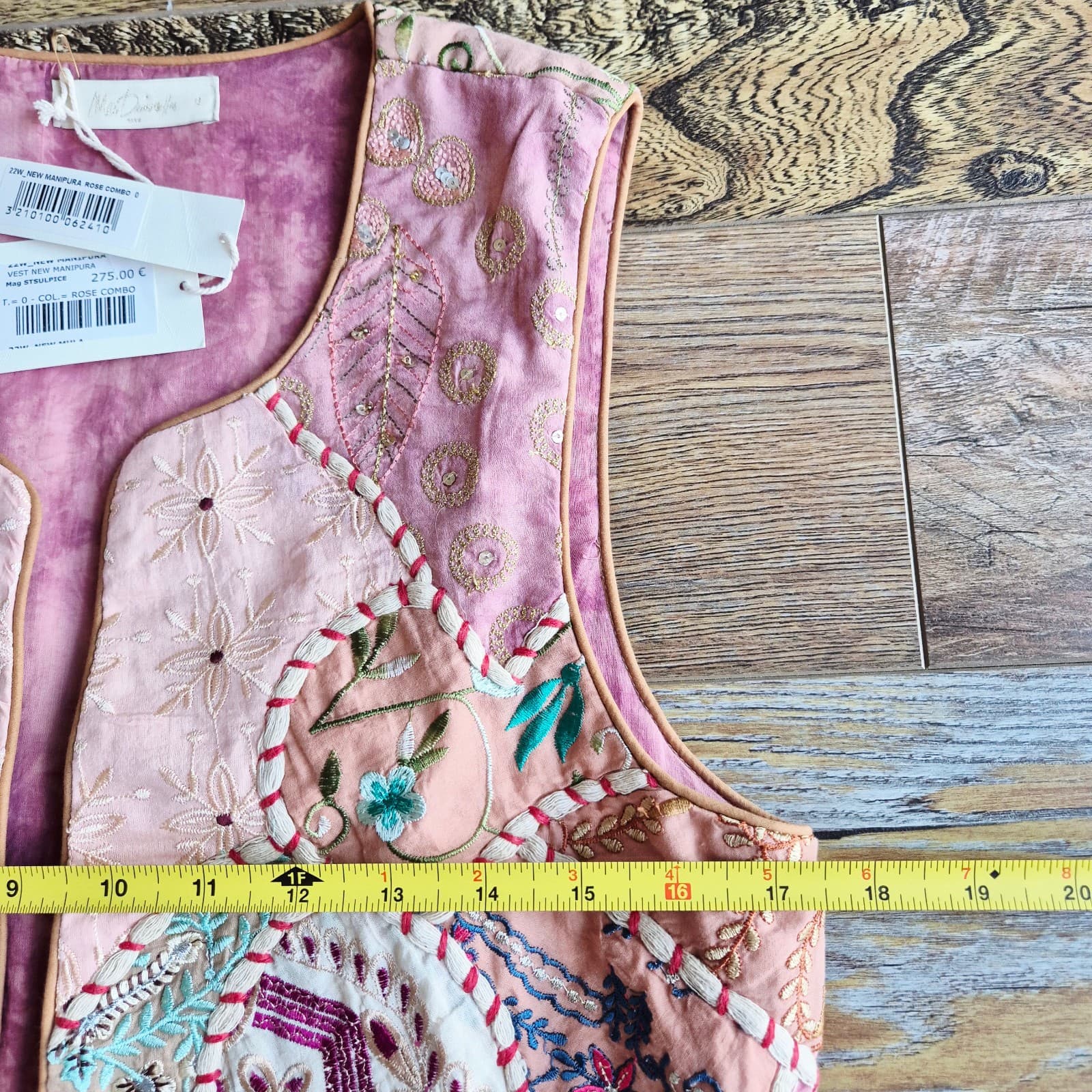 NWT Mes Demoiselles Paris New Manipura Embroidered Beaded Cropped Vest Rose Sz.0 - Thumbnail 17
