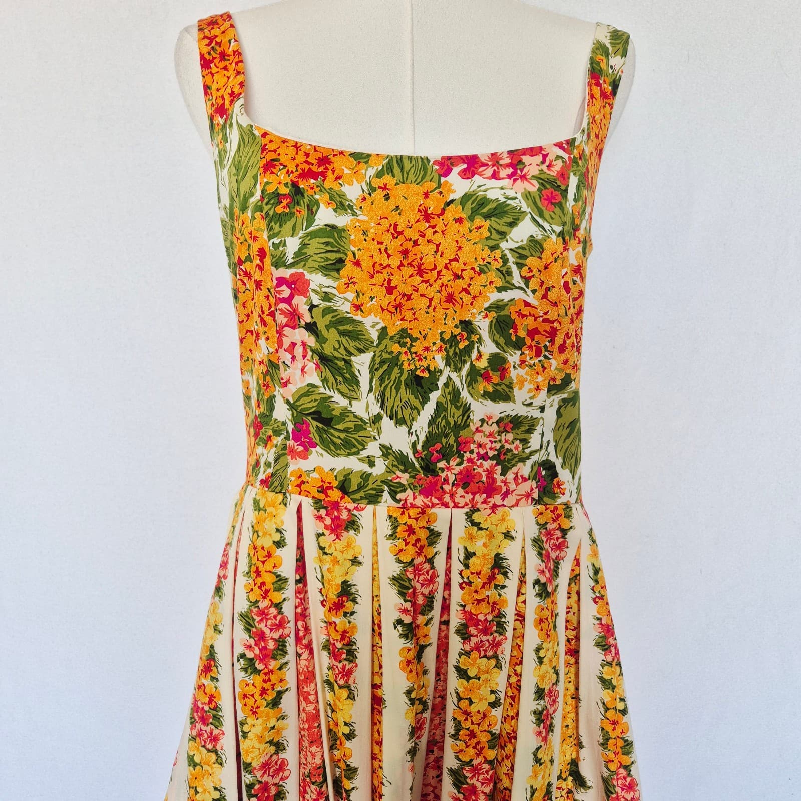 ISAAC MIARAHI Target 50's Retro Floral Fit-Flare Pleated Midi Dress Pocket Sz.10 - Thumbnail 4