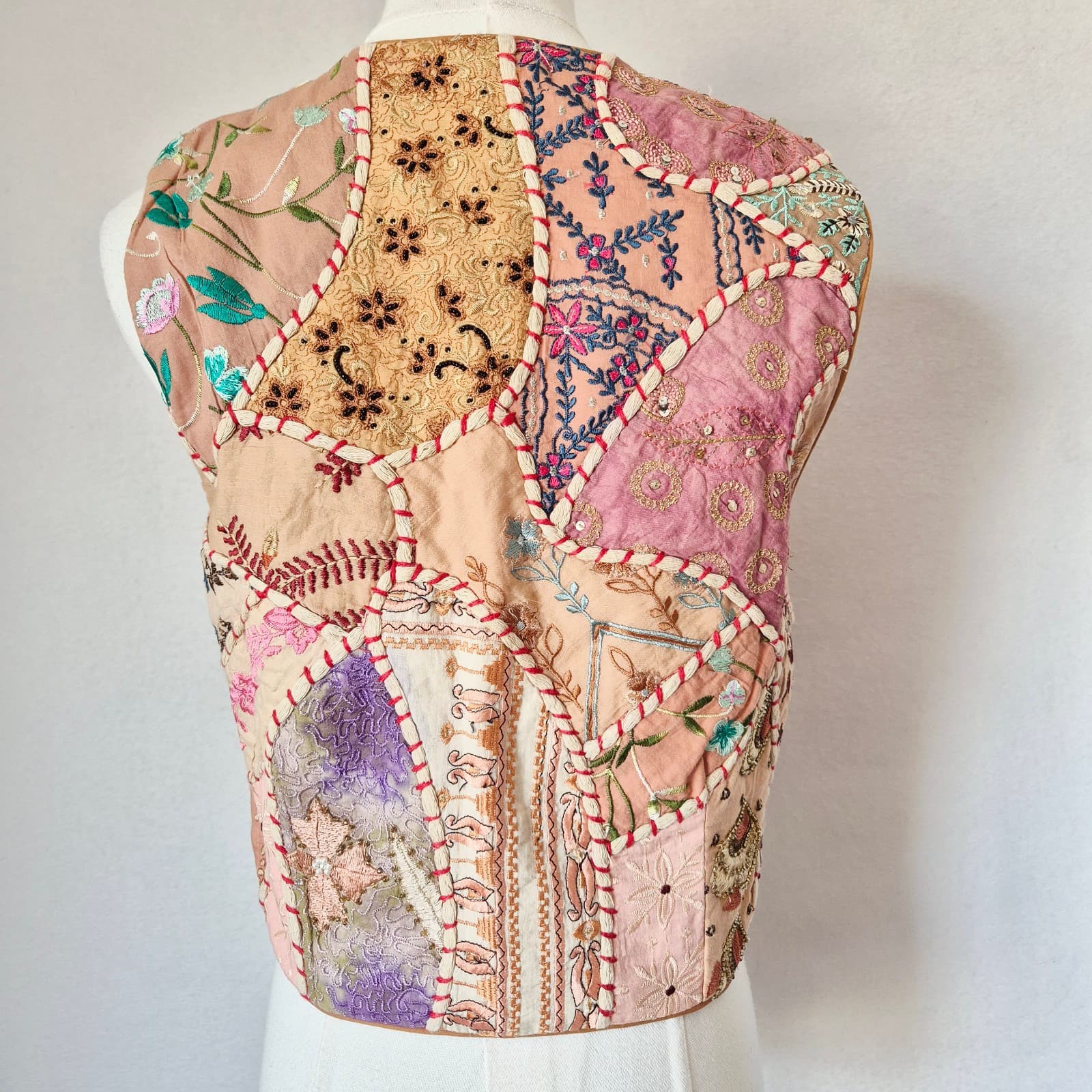NWT Mes Demoiselles Paris New Manipura Embroidered Beaded Cropped Vest Rose Sz.0 - Thumbnail 7