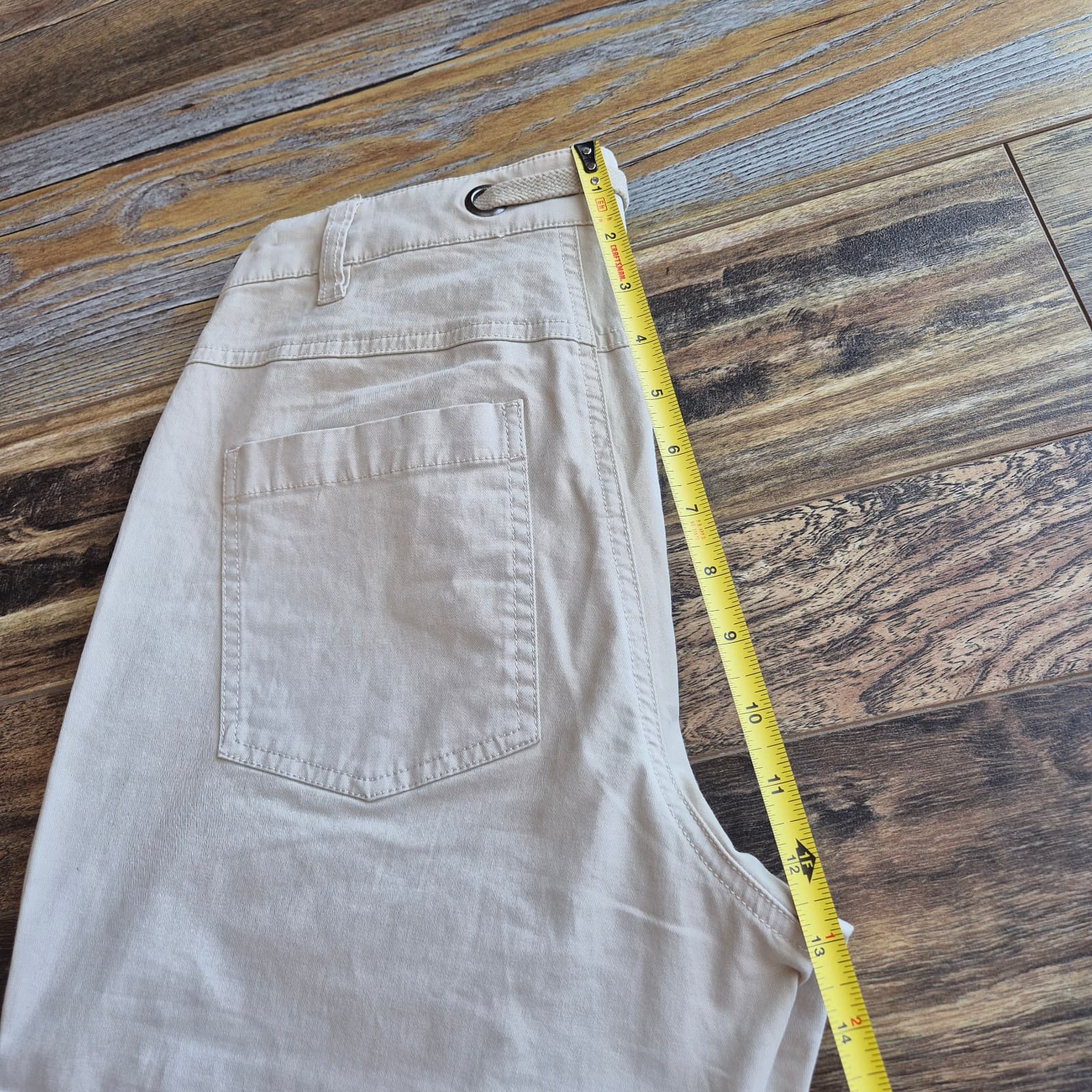 Sundance Bird Embroidered Straight Ankle Pants Zip Drawstring Beige Women's 2 - Thumbnail 12