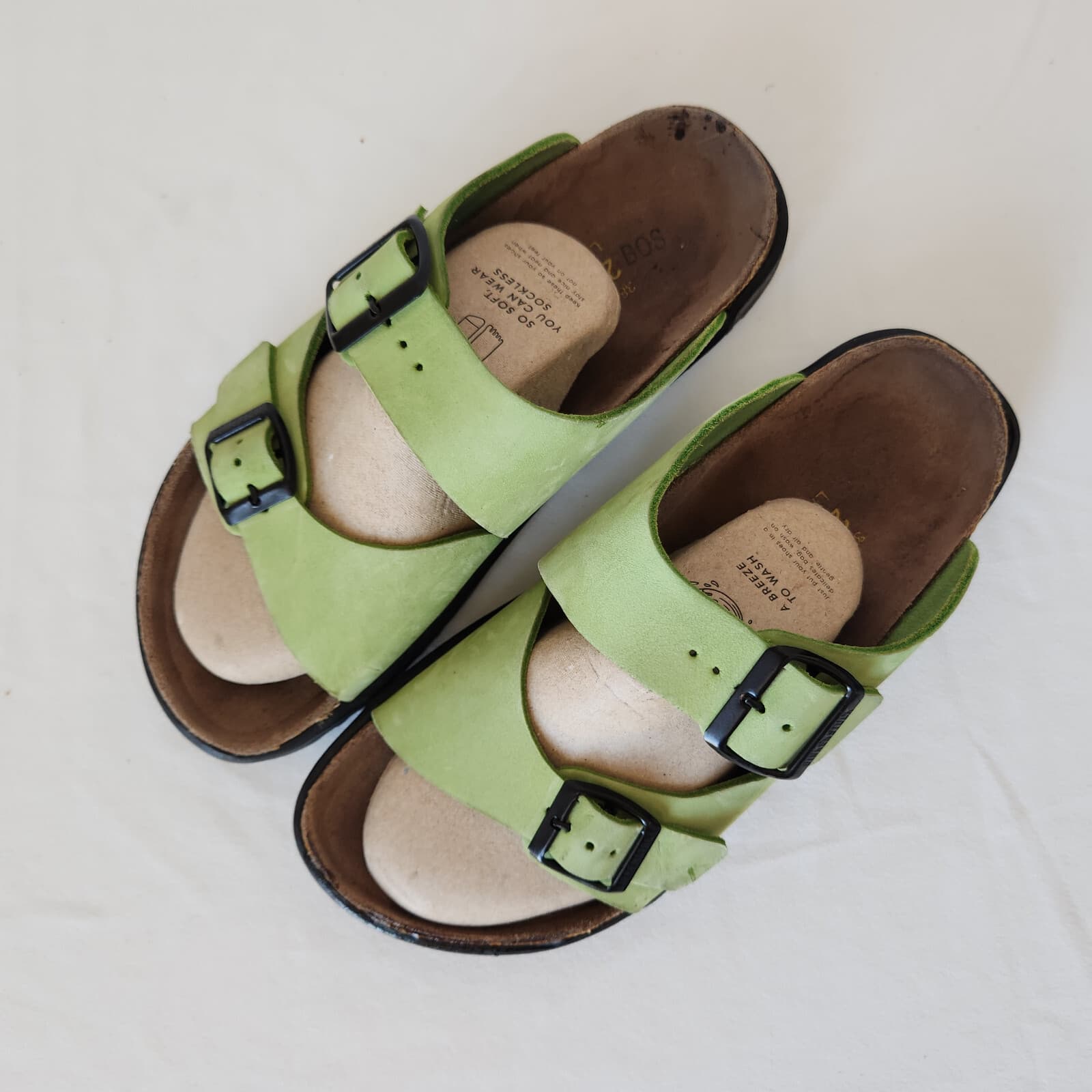 Birkenstock Betula Leather Cork-Footbed Big Buckle Sandals Double Strap Green 38 - Thumbnail 2
