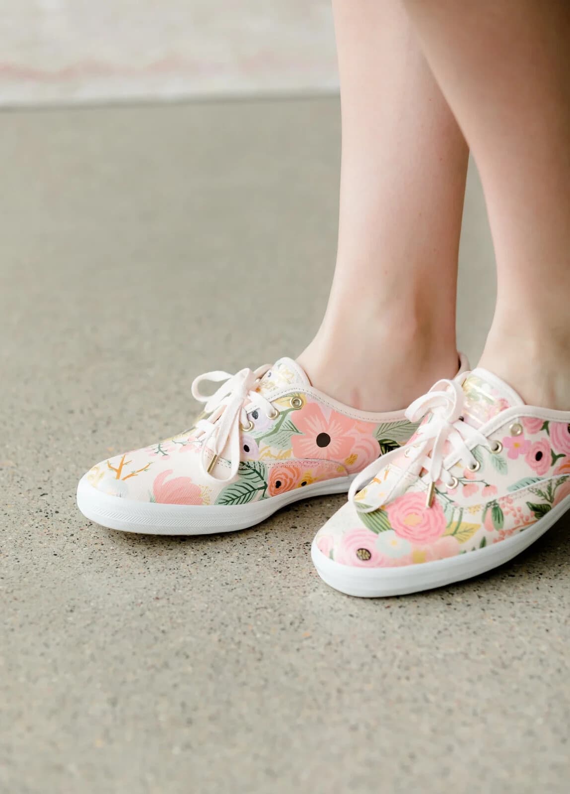 Keds x Rifle Paper Co. Premium Leather Floral Low Top Sneaker Lace-Up Women 7.5 - Thumbnail 3