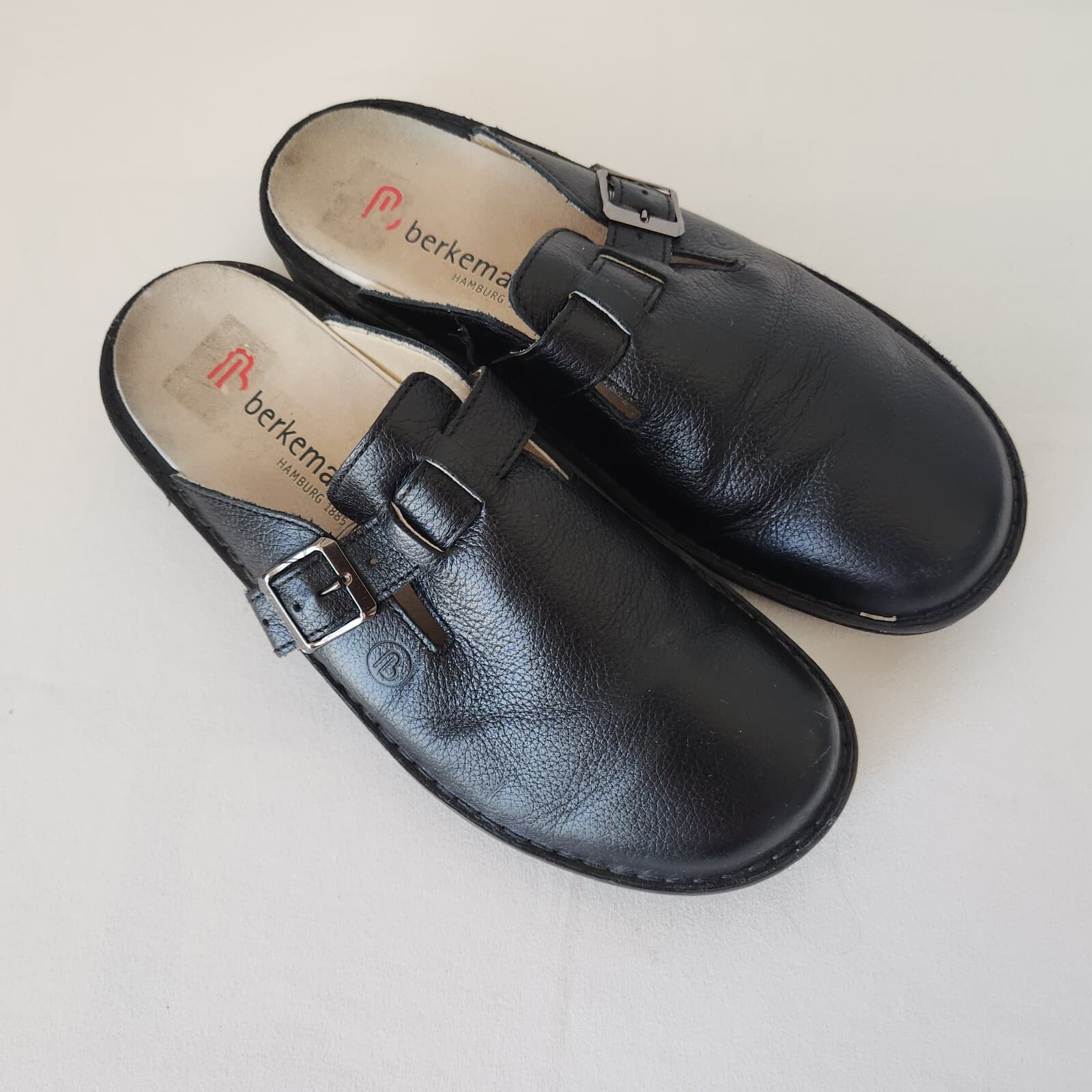 Berkemann Berkoflex Calfskin Leather Clog Mule Adjustable Buckle Black Men US8.5 - Thumbnail 4