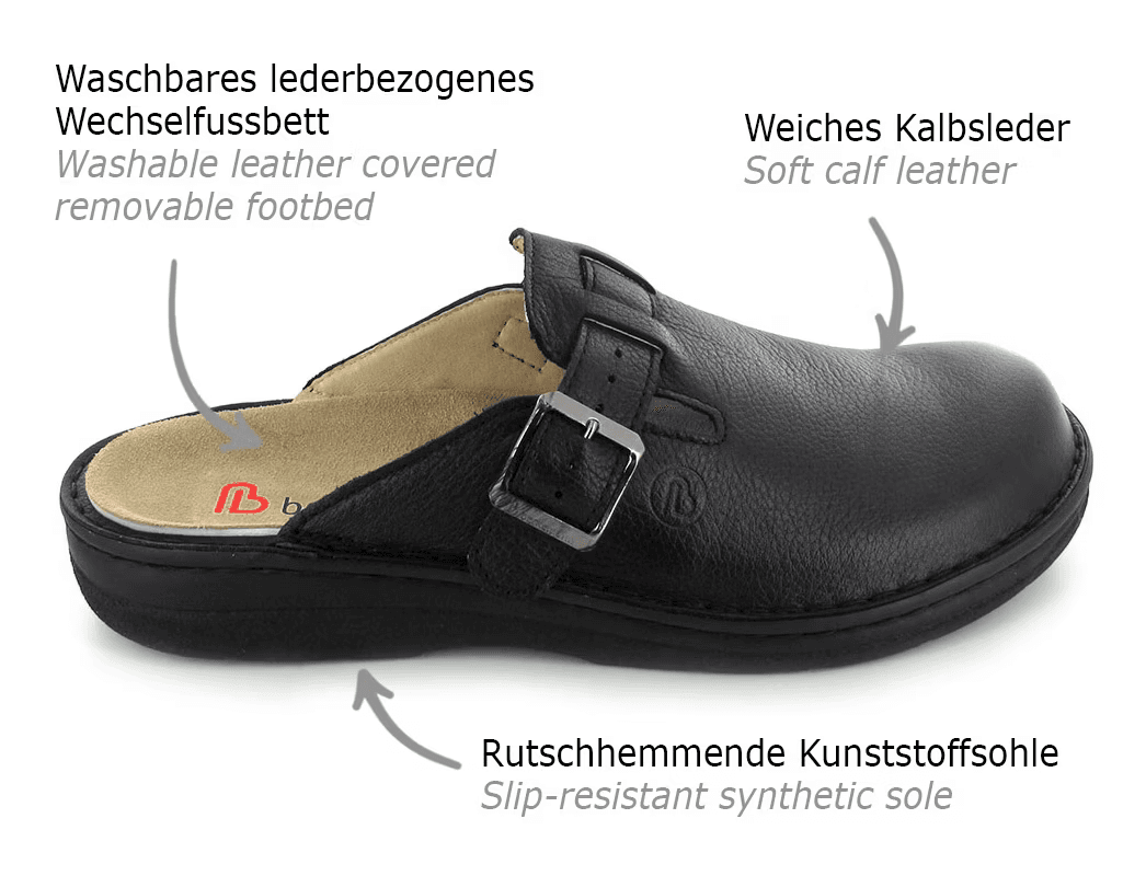 Berkemann Berkoflex Calfskin Leather Clog Mule Adjustable Buckle Black Men US8.5 - Thumbnail 3