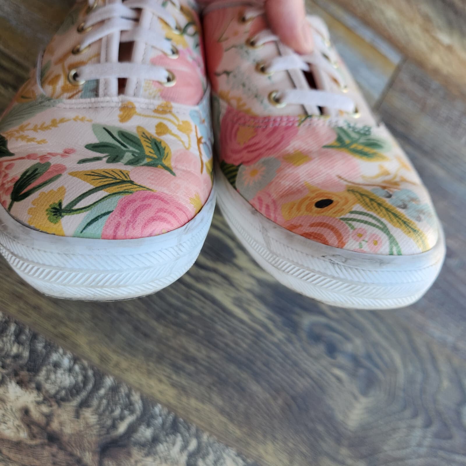 Keds x Rifle Paper Co. Premium Leather Floral Low Top Sneaker Lace-Up Women 7.5 - Thumbnail 8