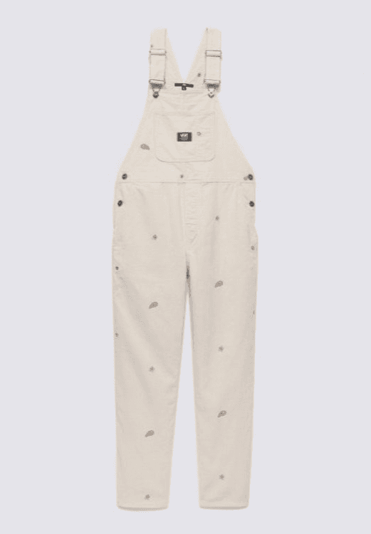 Vans Women's S Ground Work Hollywell Embroidered Corduroy Overalls Cotton Beige - Thumbnail 4