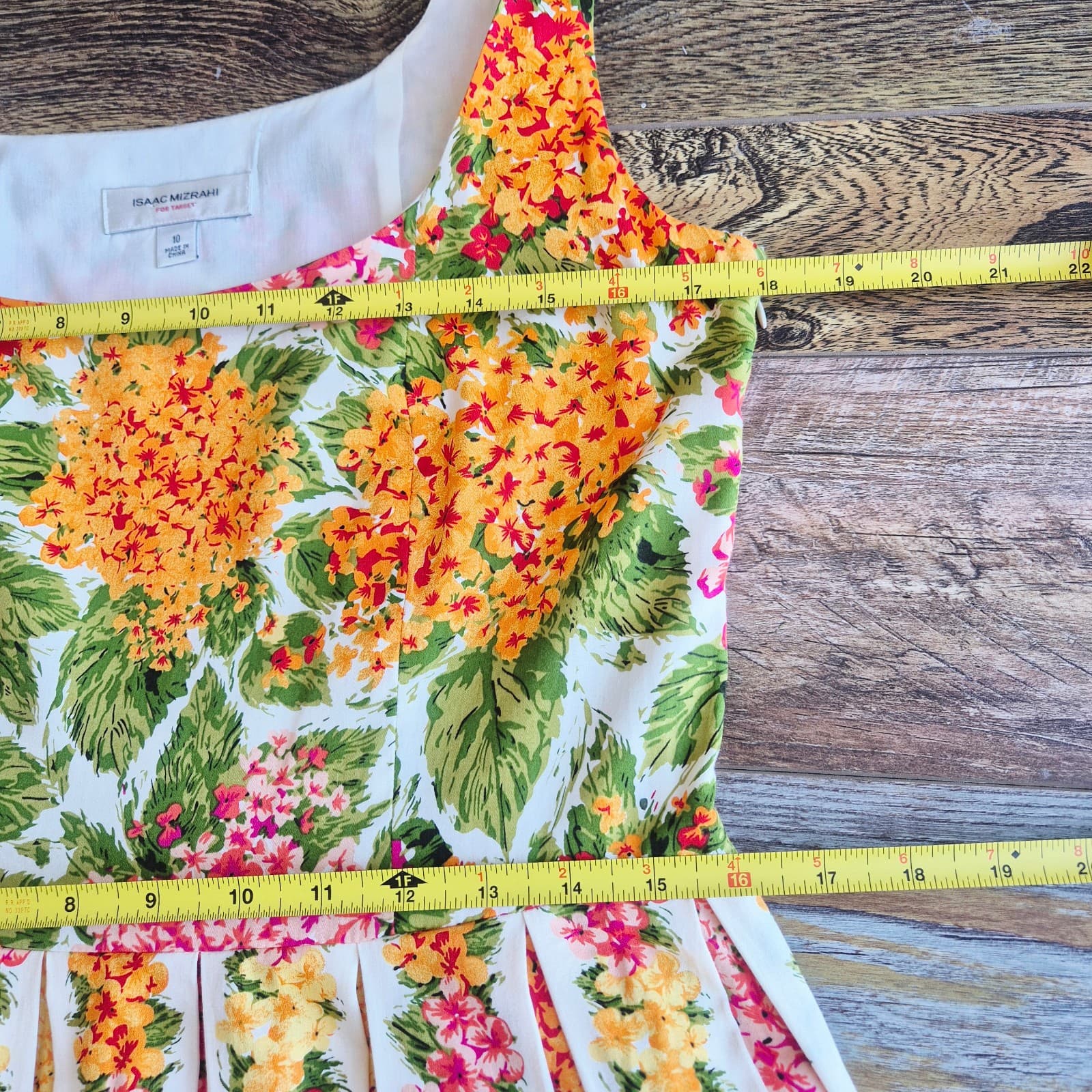 ISAAC MIARAHI Target 50's Retro Floral Fit-Flare Pleated Midi Dress Pocket Sz.10 - Thumbnail 14