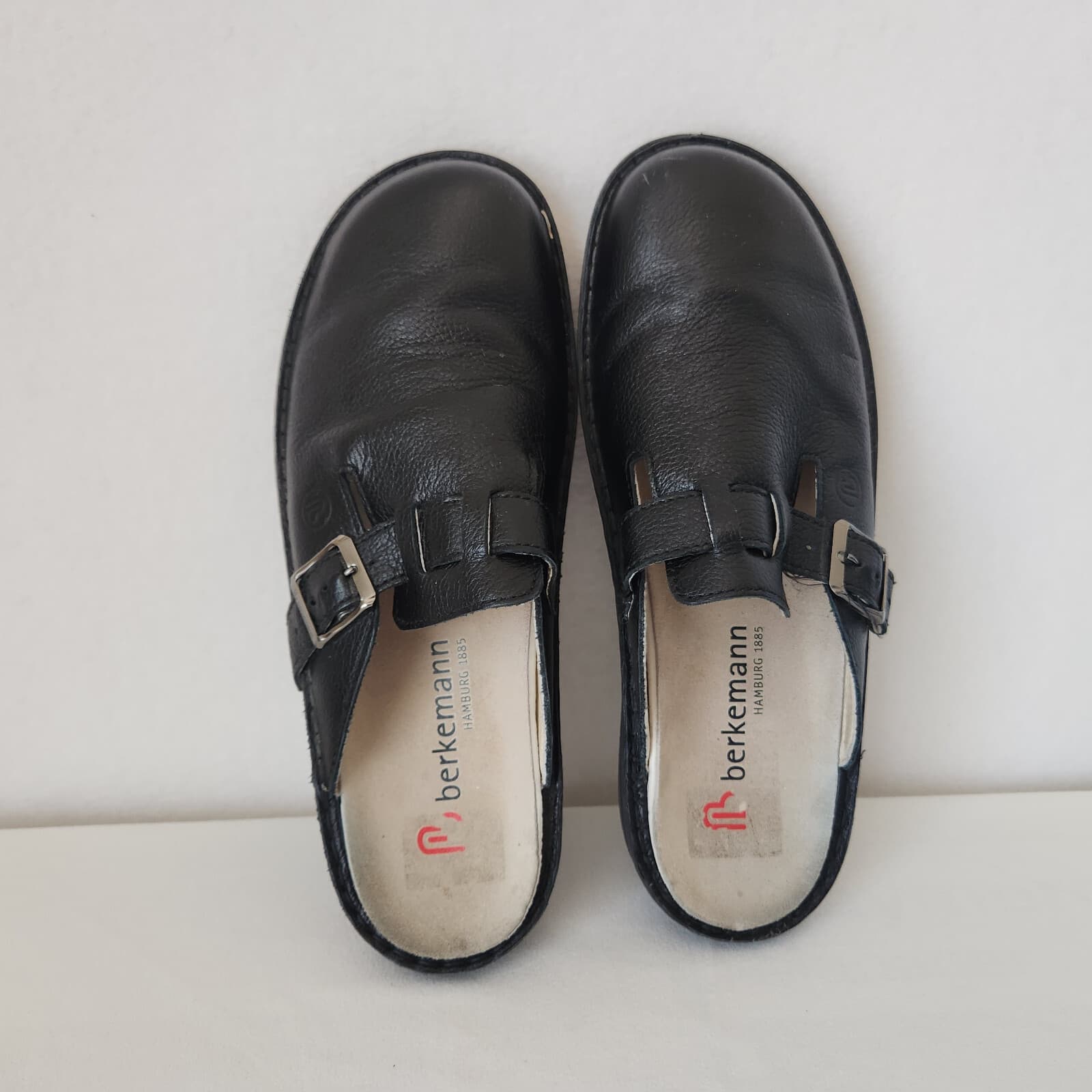 Berkemann Berkoflex Calfskin Leather Clog Mule Adjustable Buckle Black Men US8.5 - Thumbnail 7