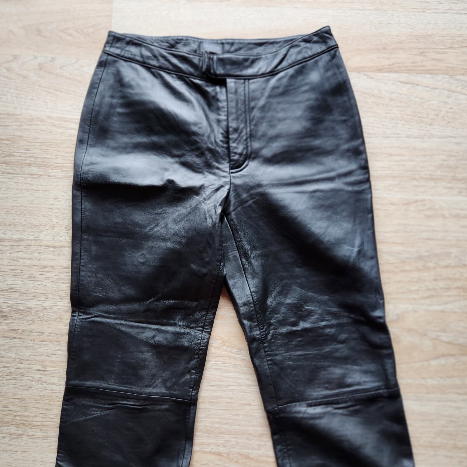 Rem GARSON 100% Genuine Leather Straight Leg Pants Zip Pocket Black Women 8P - Thumbnail 2