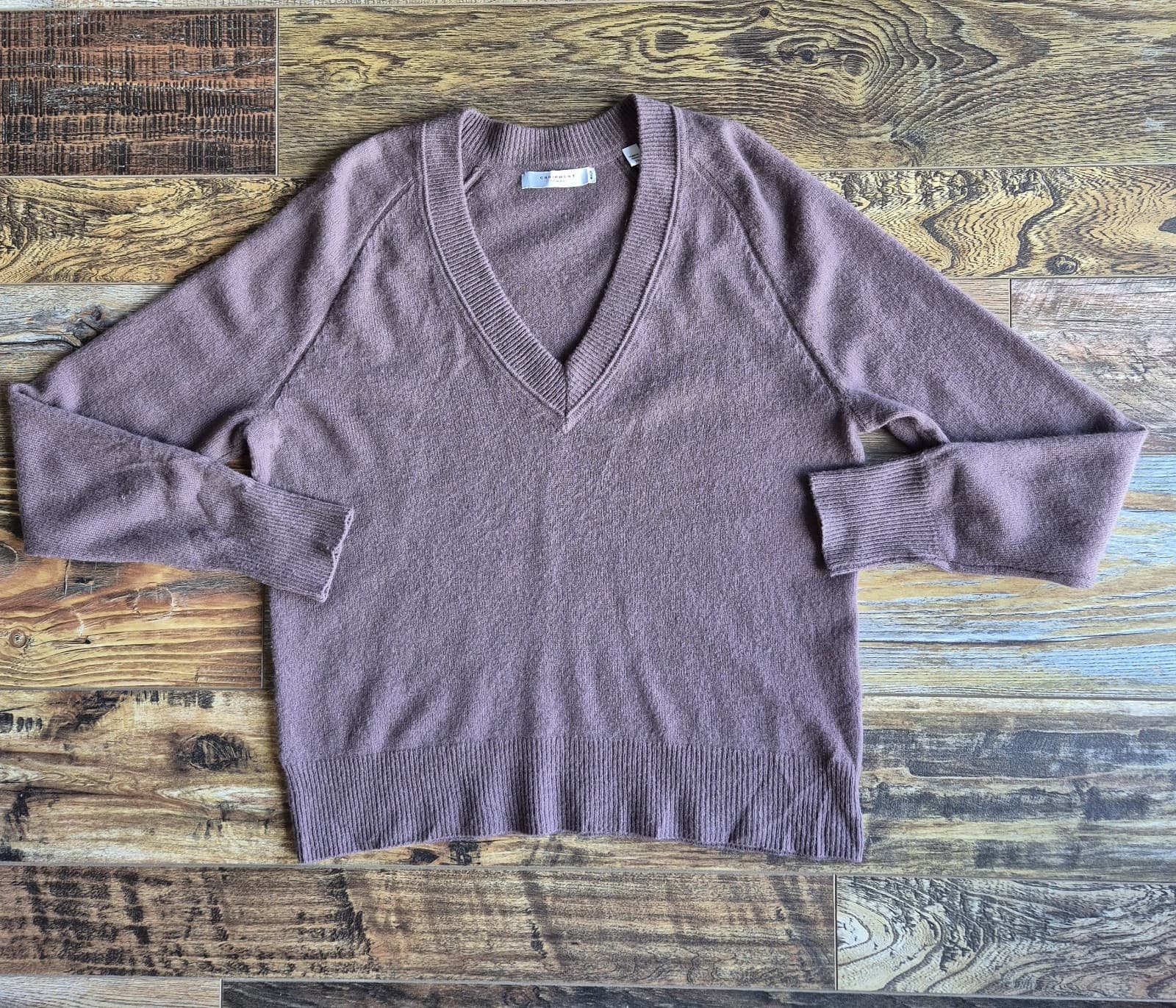 EQUIPMENT 100% Cashmere V-Neck Sweater Pullover Raglan Sleeve Mauve Women's XS - Thumbnail 5