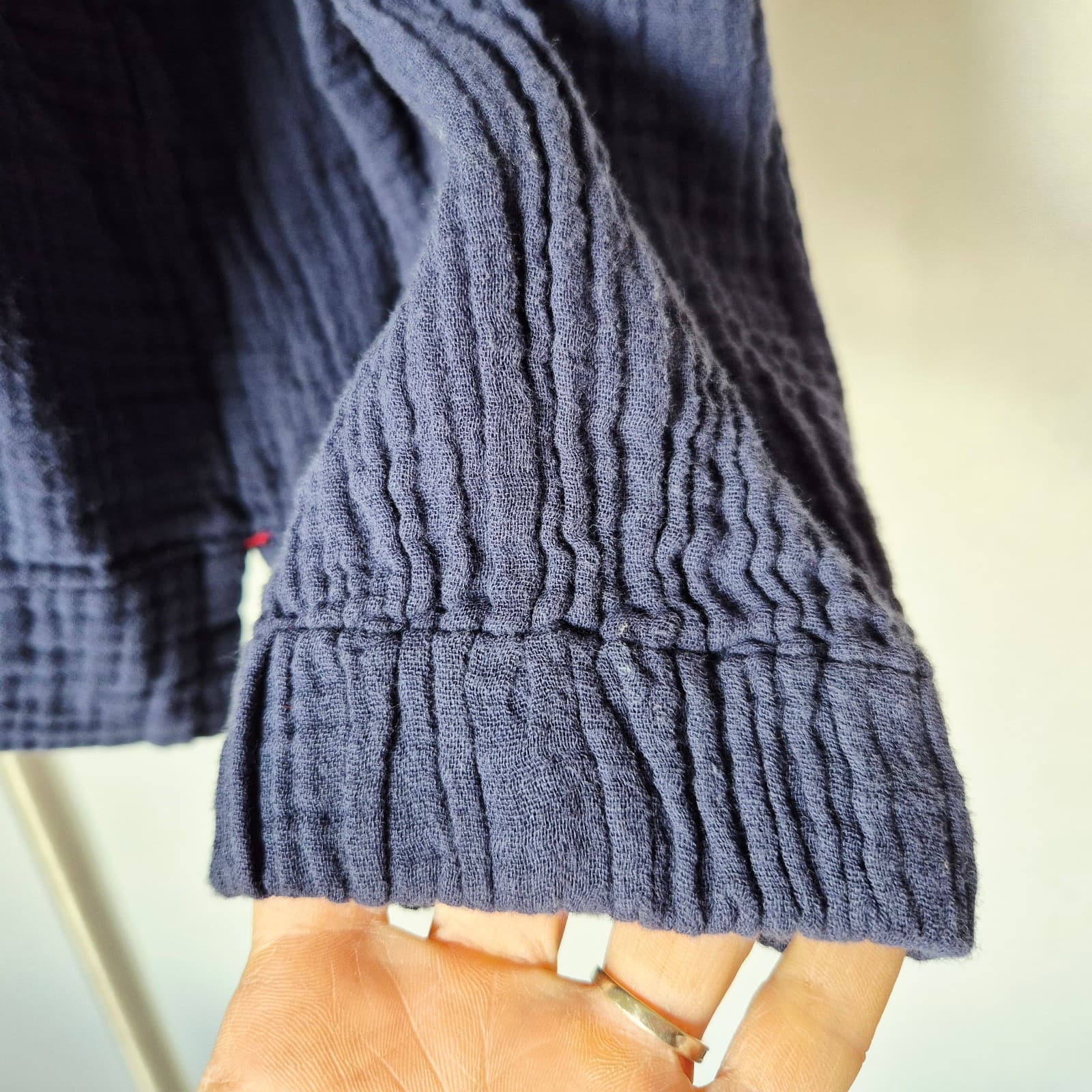 Xirena Qwynn Blue Gauze Shawl Collar Top Long Raglan Sleeves Cotton Women's XS - Thumbnail 6