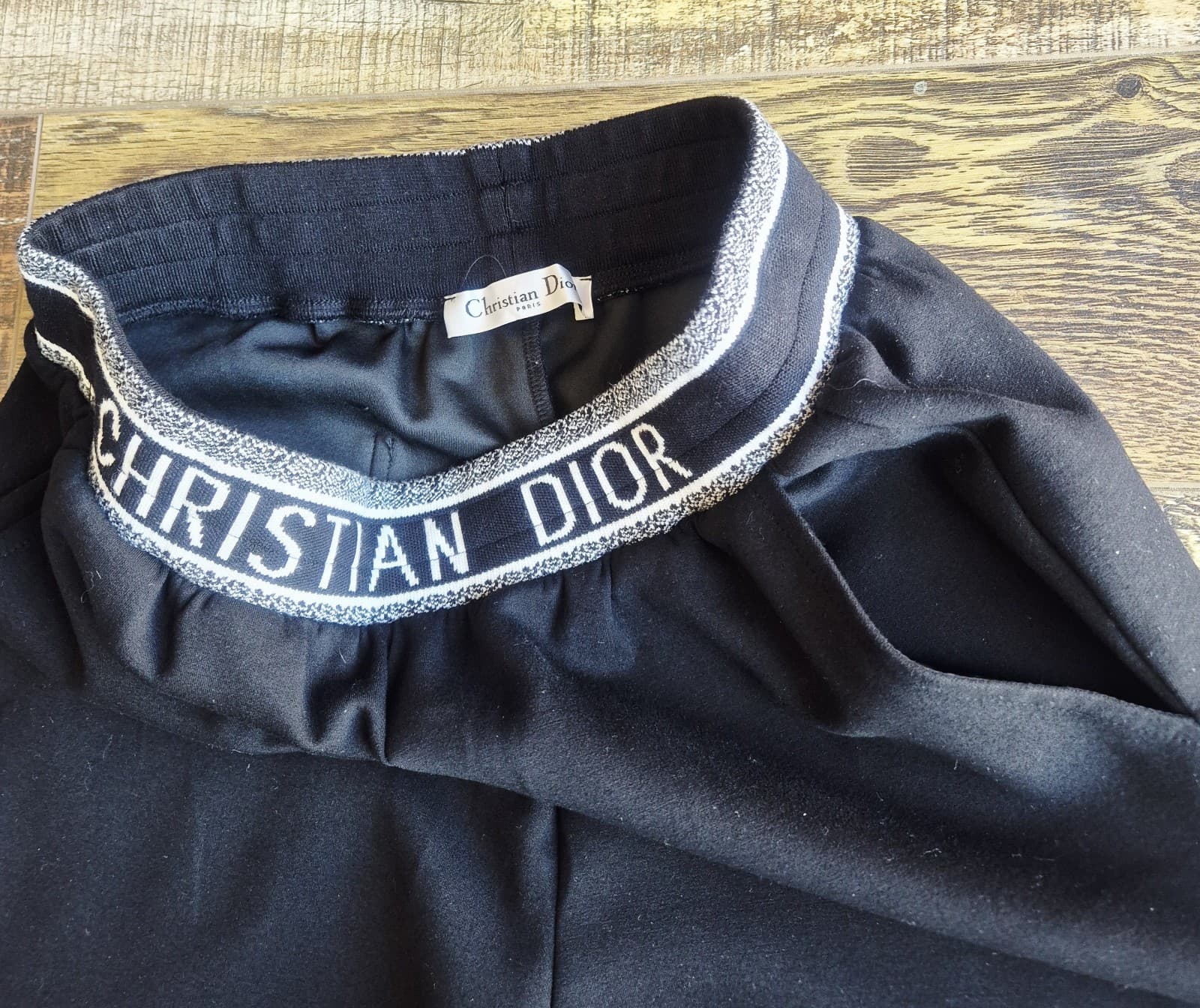 Christian Dior Set of Loungewear Spellout Cropped Sweatshirt Sweatpants Black 4 - Thumbnail 10