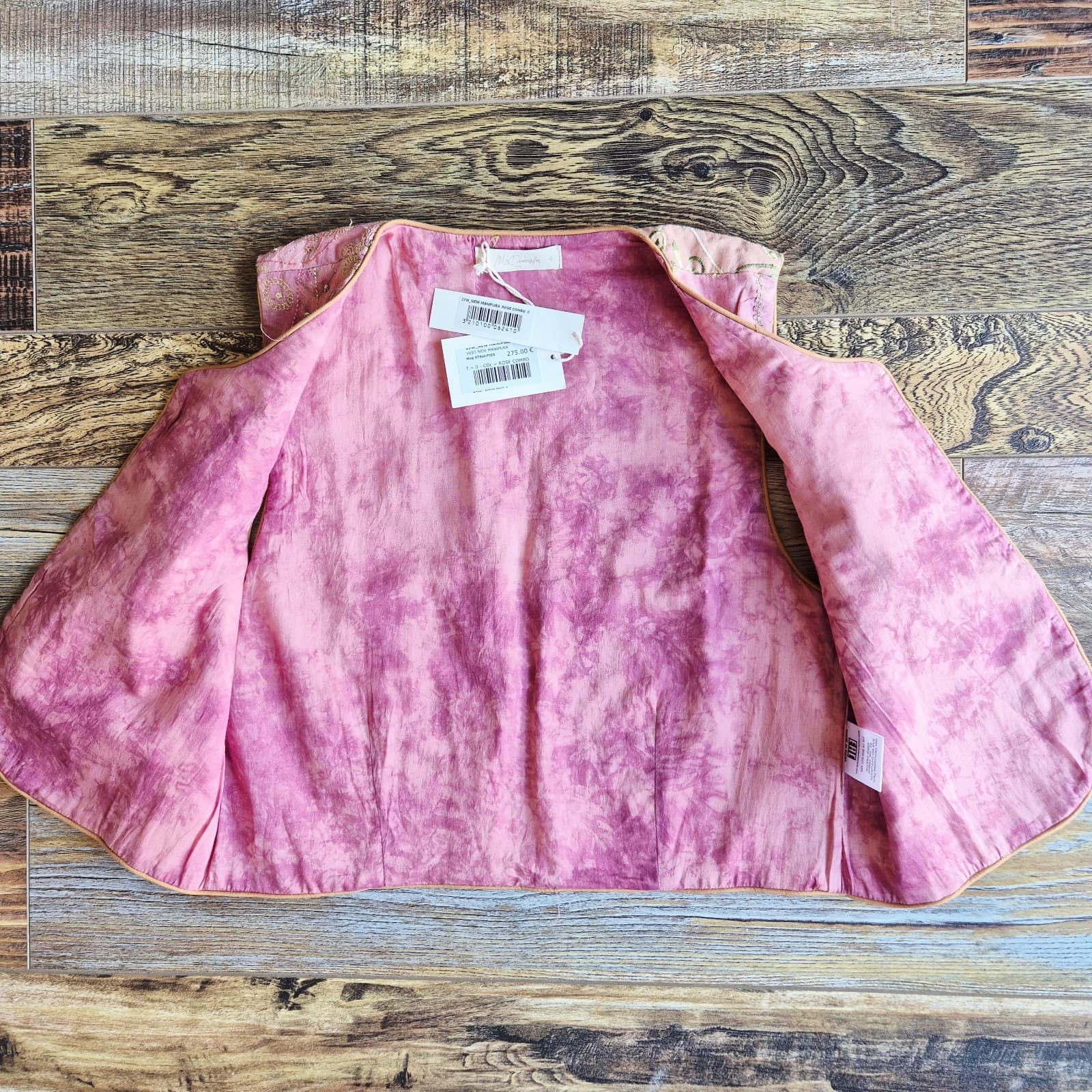 NWT Mes Demoiselles Paris New Manipura Embroidered Beaded Cropped Vest Rose Sz.0 - Thumbnail 12
