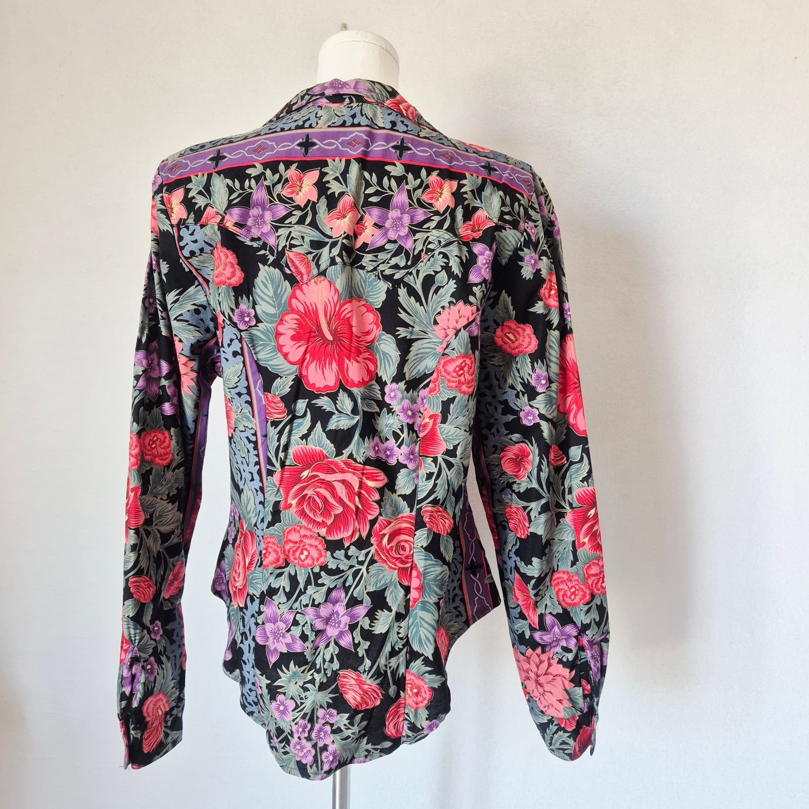 Vintage Rockies USA Made Floral Western Blouse Long Sleeve Button Women Bust 40" - Thumbnail 5