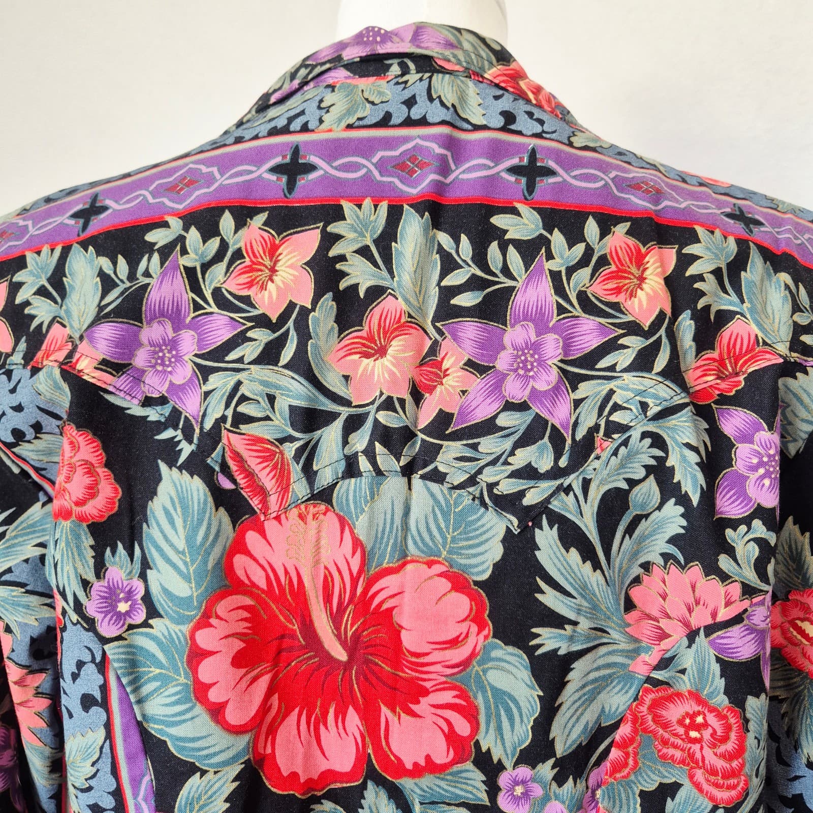 Vintage Rockies USA Made Floral Western Blouse Long Sleeve Button Women Bust 40" - Thumbnail 6