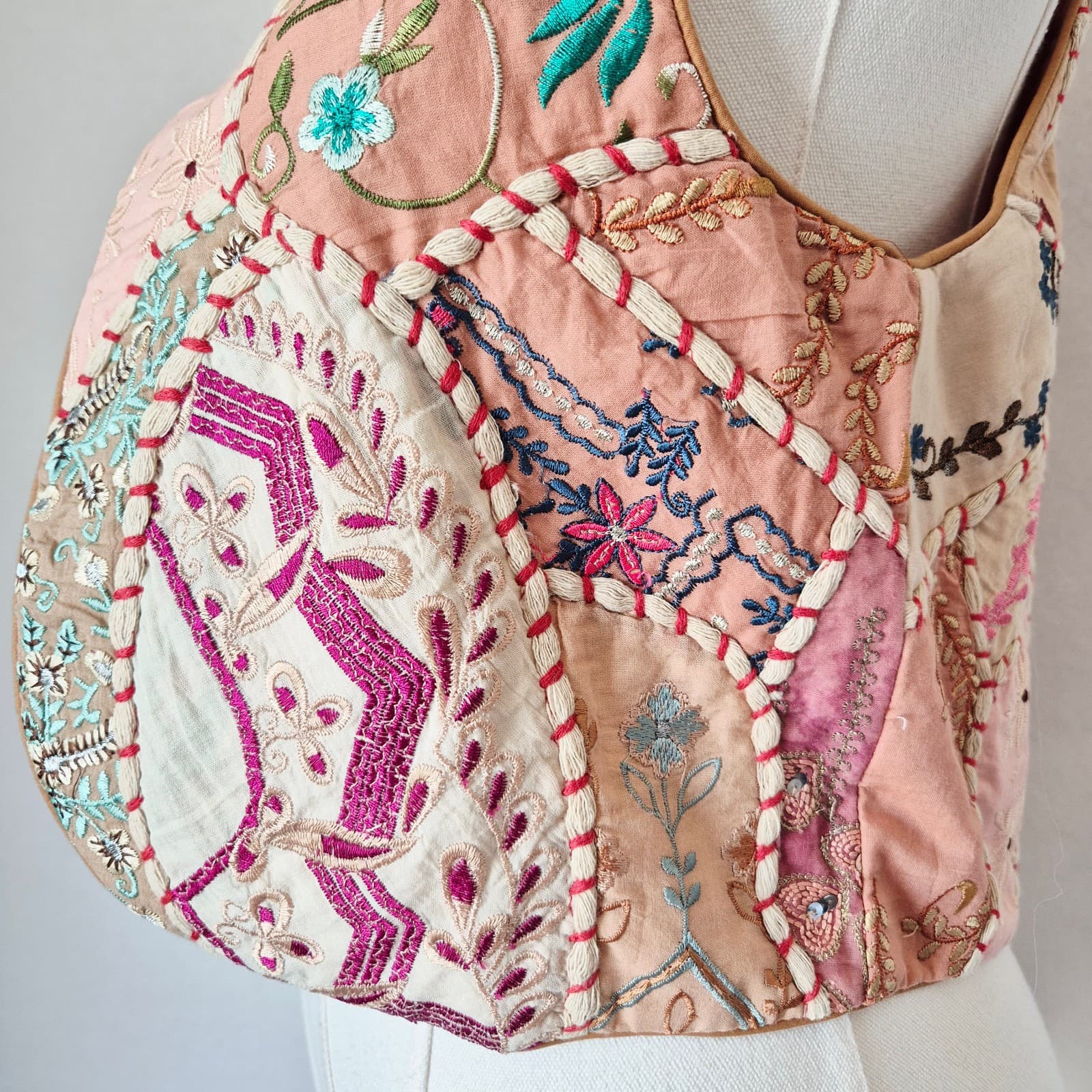 NWT Mes Demoiselles Paris New Manipura Embroidered Beaded Cropped Vest Rose Sz.0 - Thumbnail 8
