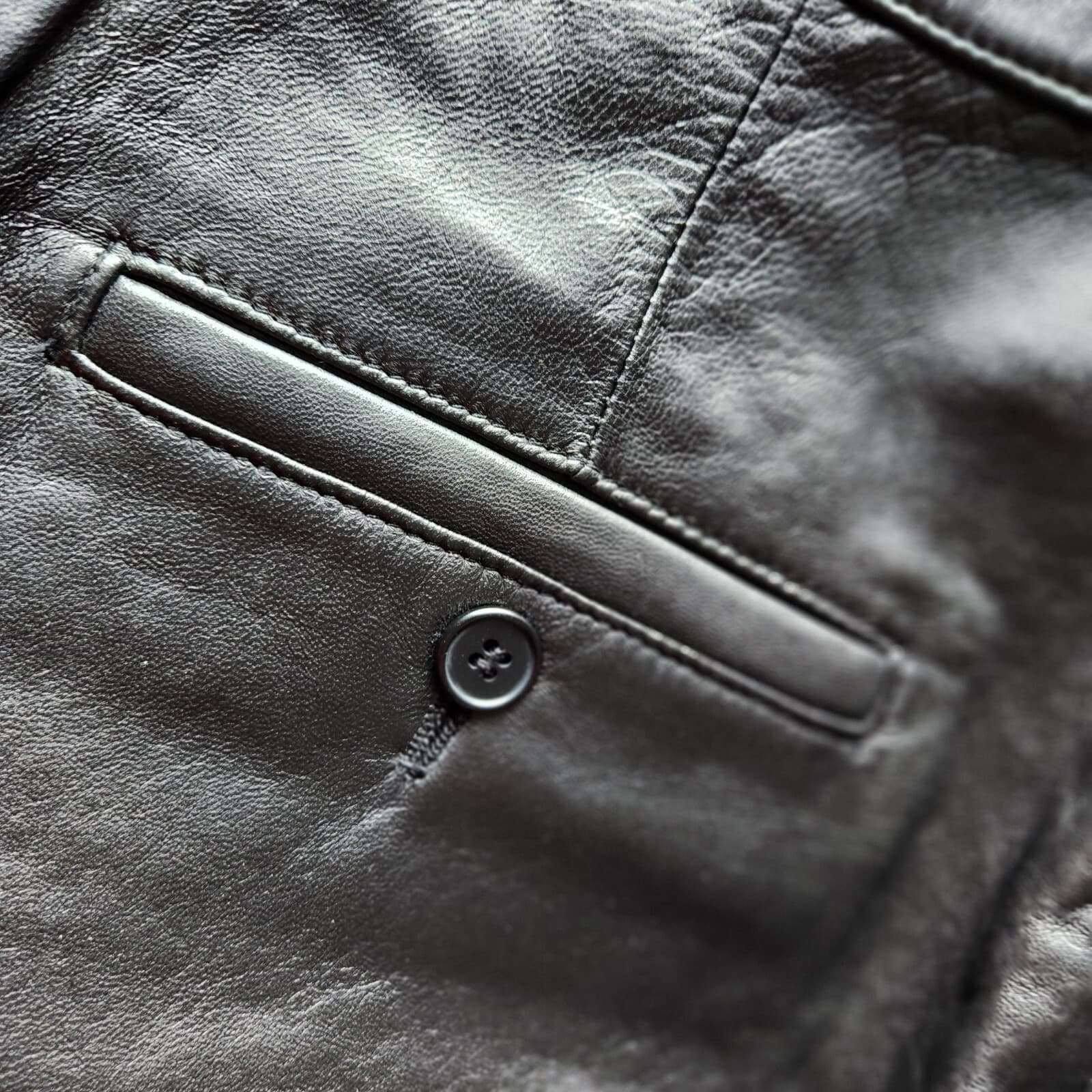 Rem GARSON 100% Genuine Leather Straight Leg Pants Zip Pocket Black Women 8P - Thumbnail 7