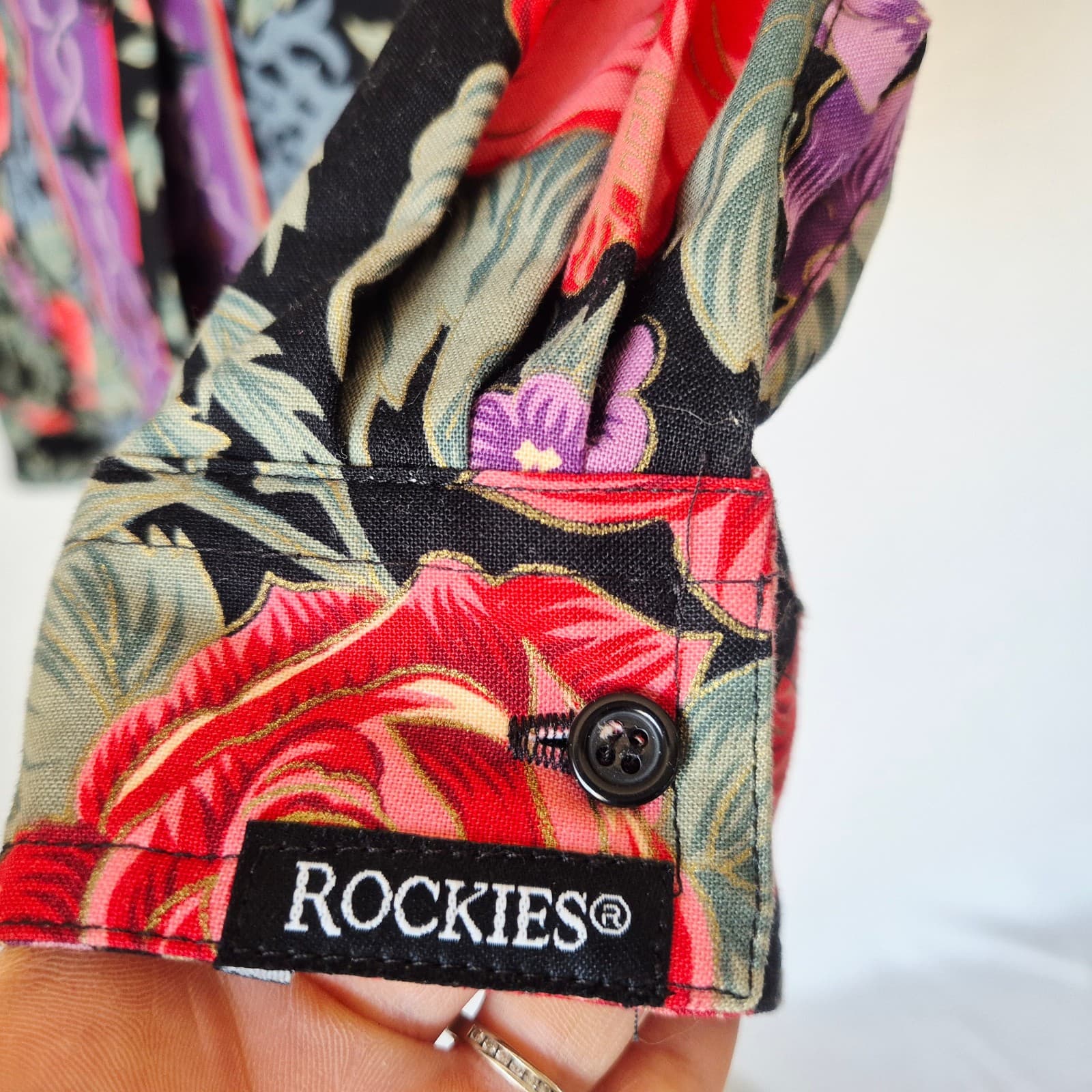 Vintage Rockies USA Made Floral Western Blouse Long Sleeve Button Women Bust 40" - Thumbnail 4