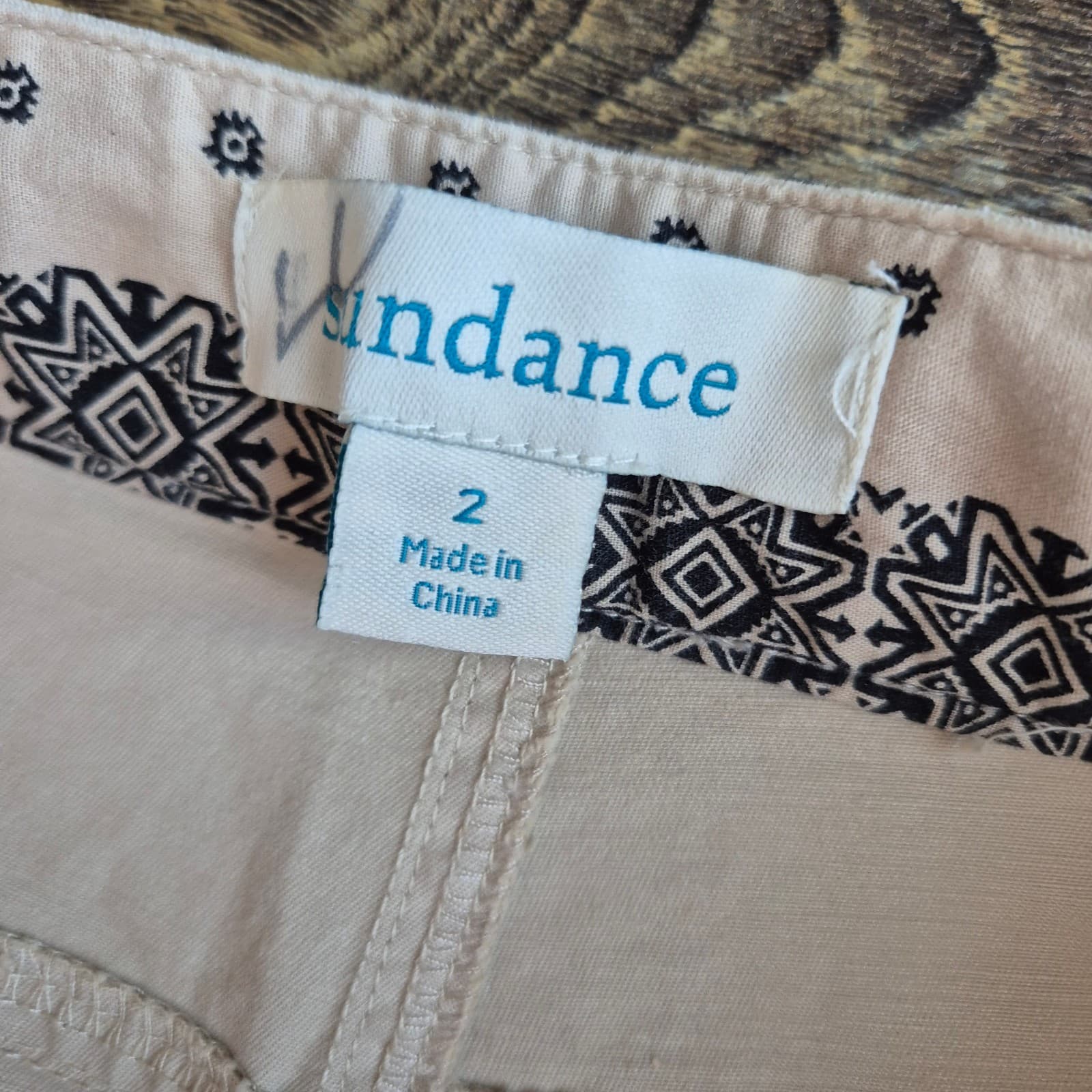 Sundance Bird Embroidered Straight Ankle Pants Zip Drawstring Beige Women's 2 - Thumbnail 7