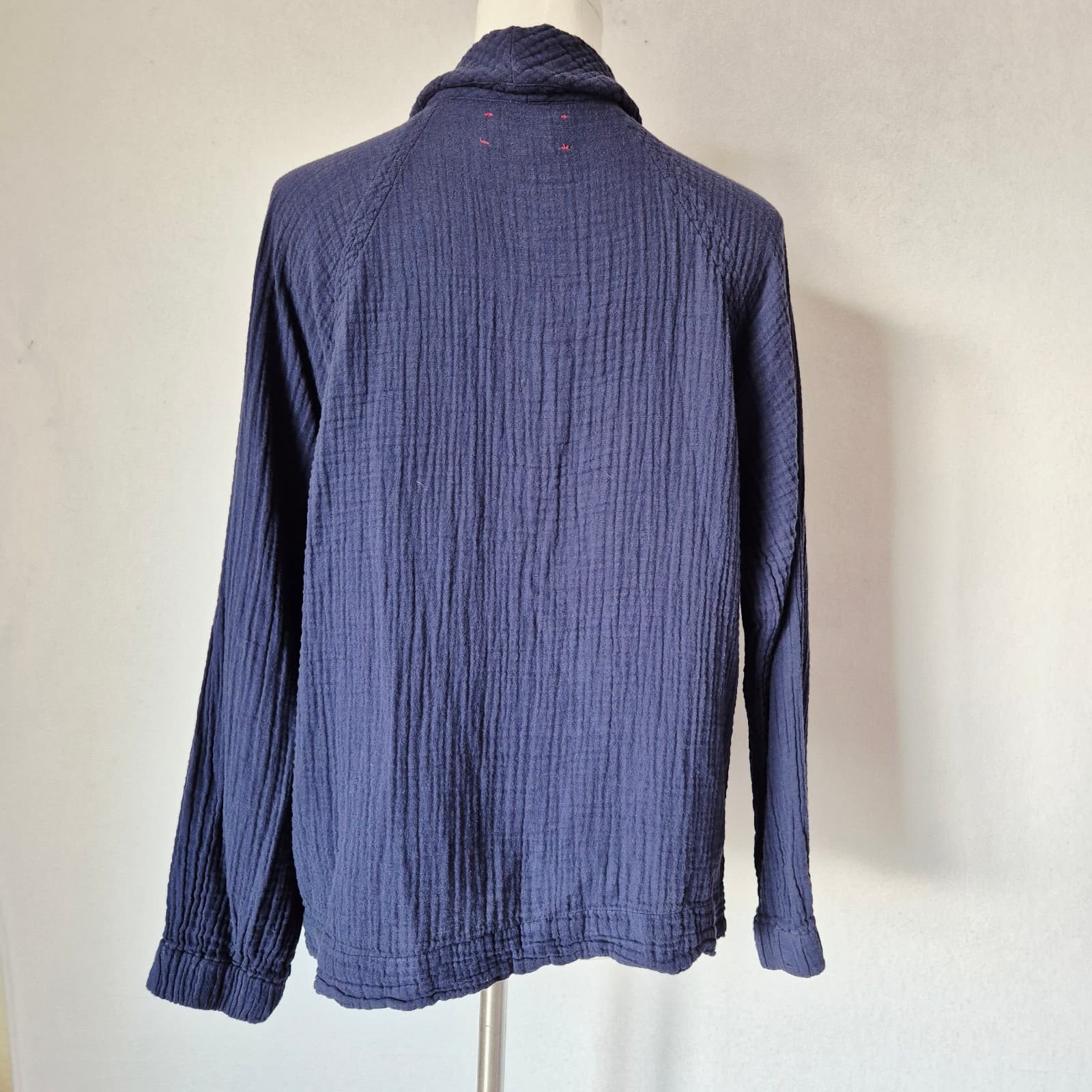 Xirena Qwynn Blue Gauze Shawl Collar Top Long Raglan Sleeves Cotton Women's XS - Thumbnail 7
