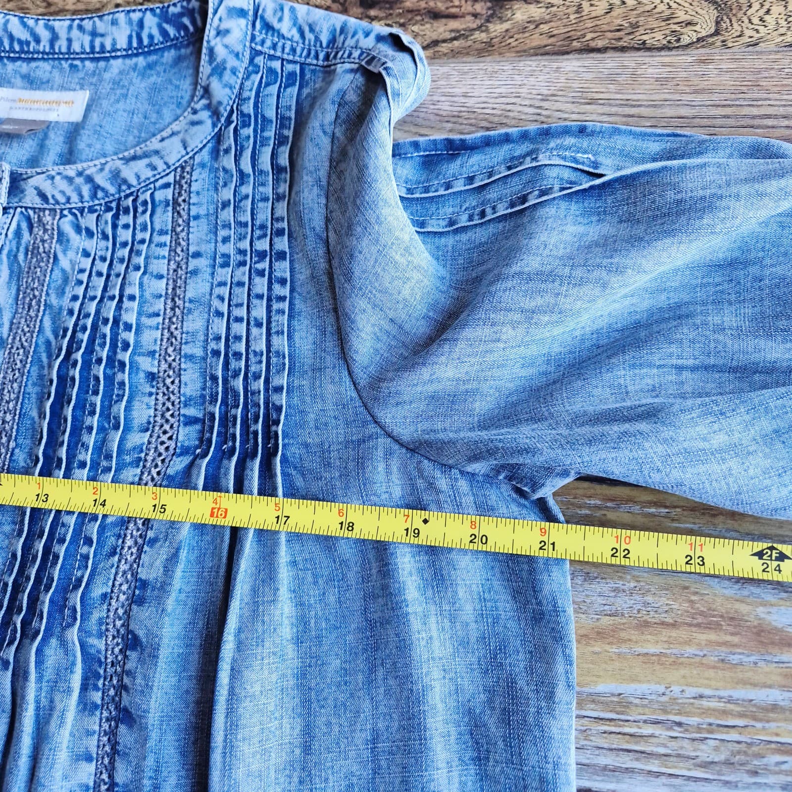 Pilcro and the Letterpress Norah Pintucked Chambray Blouse Long Sleeve Women's S - Thumbnail 15