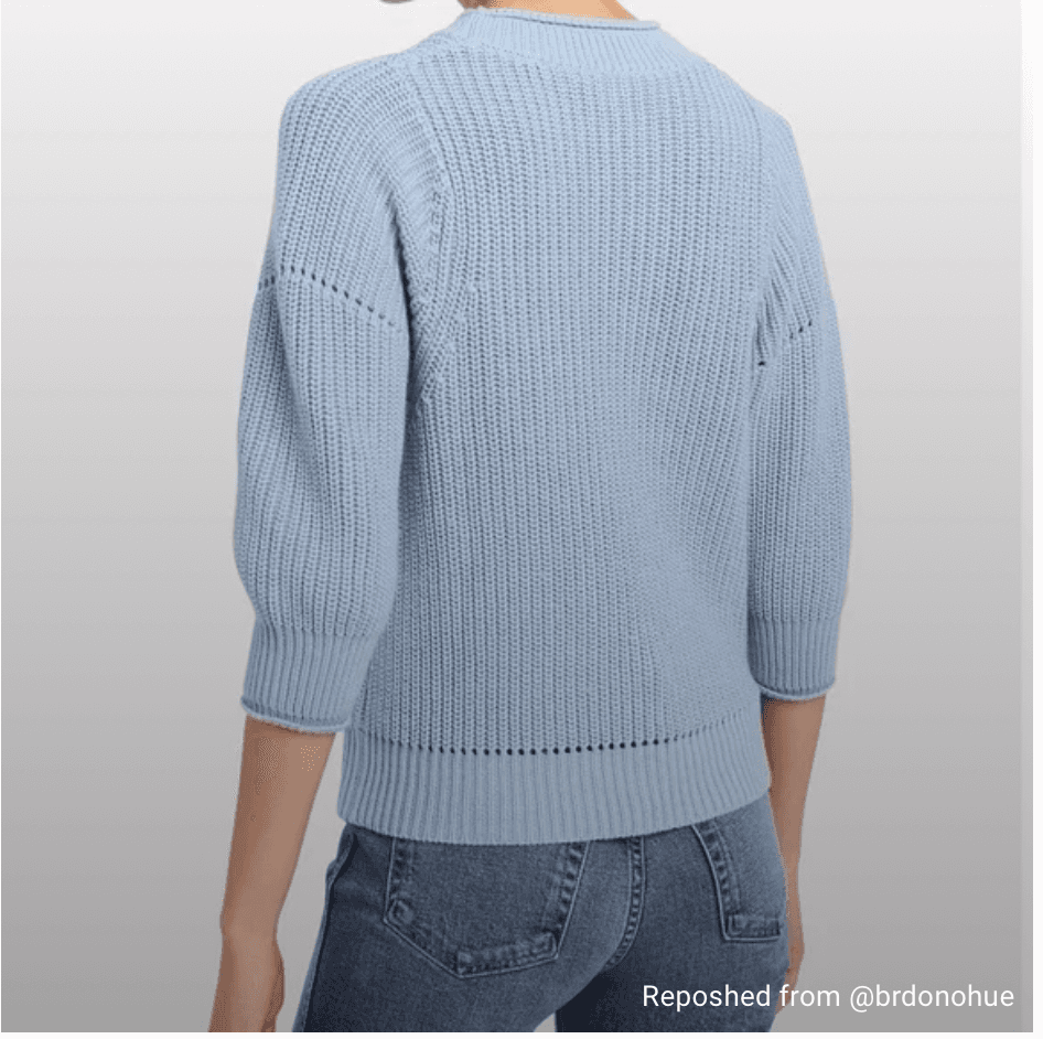 FRAME Cotton Cashmere Chunky Knit Sweater 3/4 Sleeve Off White Women's XXS - Thumbnail 9