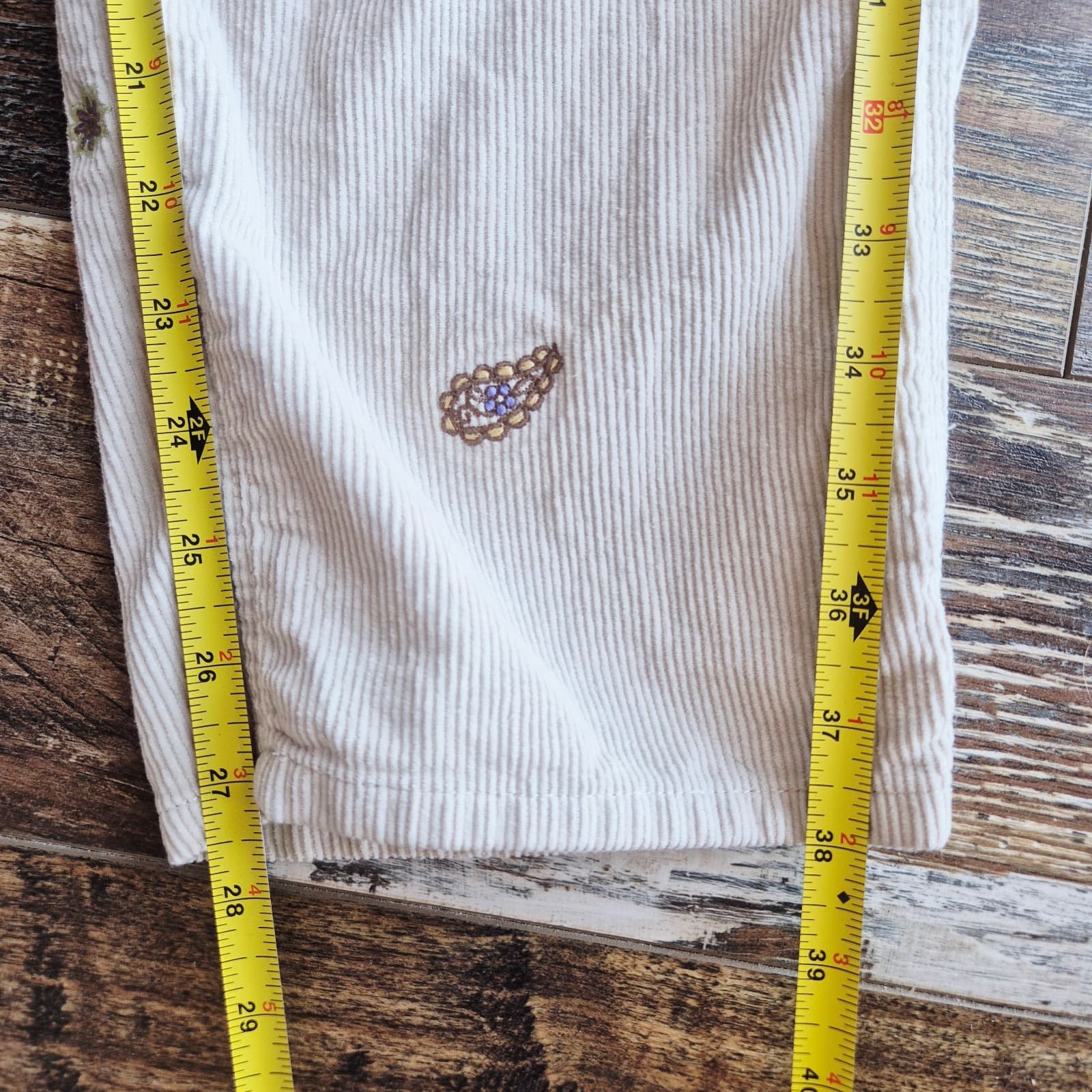 Vans Women's S Ground Work Hollywell Embroidered Corduroy Overalls Cotton Beige - Thumbnail 15