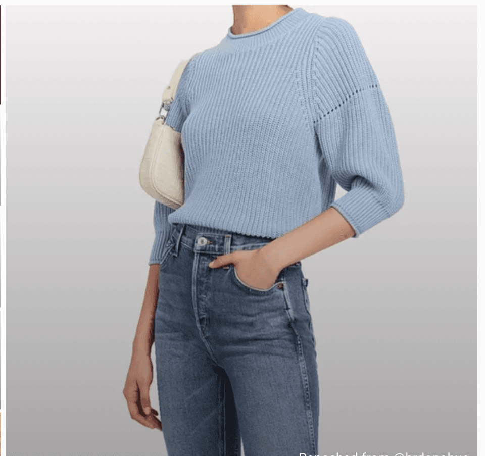FRAME Cotton Cashmere Chunky Knit Sweater 3/4 Sleeve Off White Women's XXS - Thumbnail 3