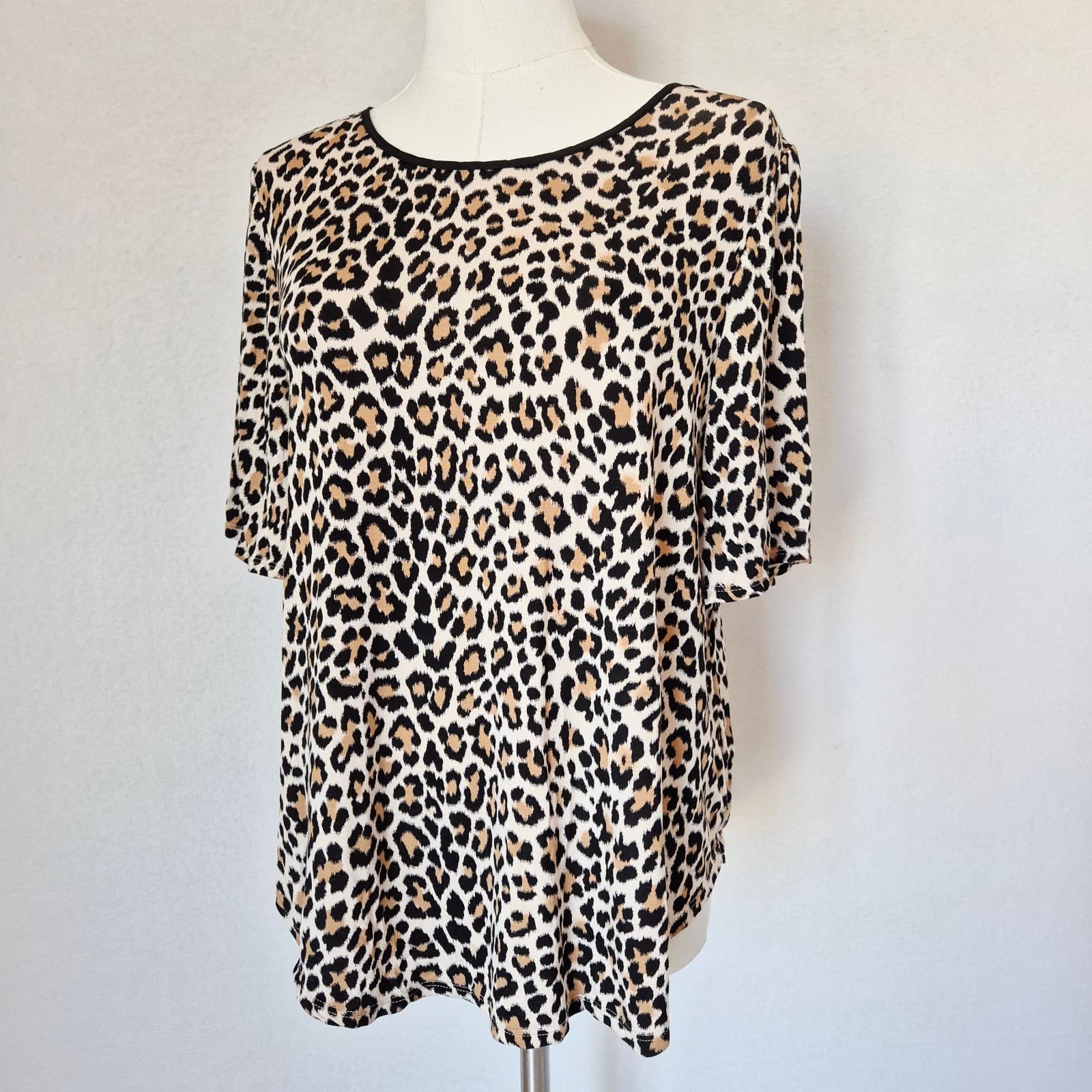 Kate Spade New York Leopard Stretch Jersey Top Flutter Sleeve Brown Women's S - Thumbnail 4