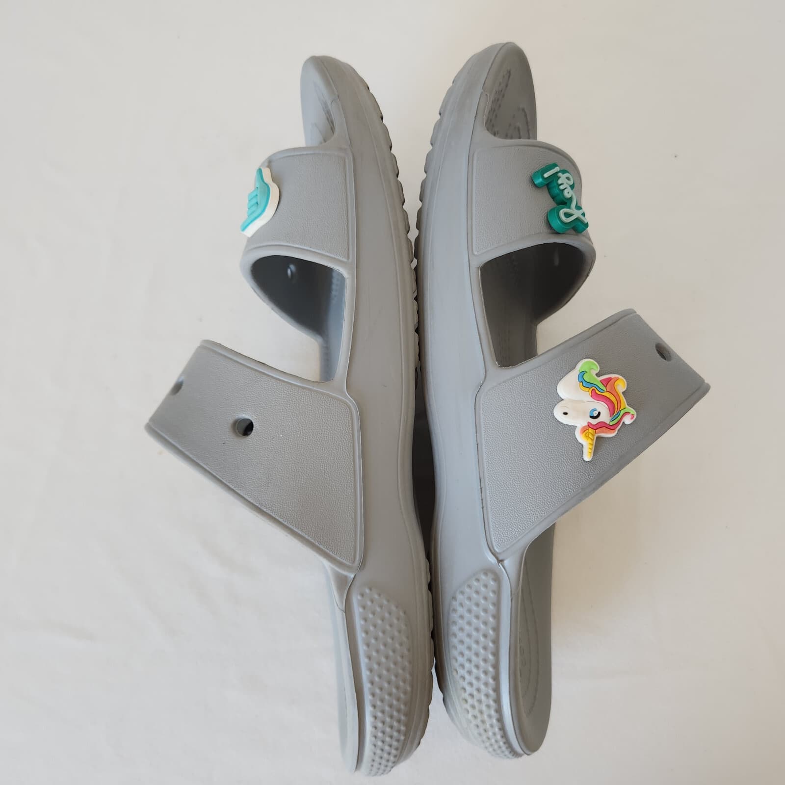 CROCS Classic Slide Comfort Sandals With 3 Jibbitz Grey Unisex Men 7 Women 9 - Thumbnail 5