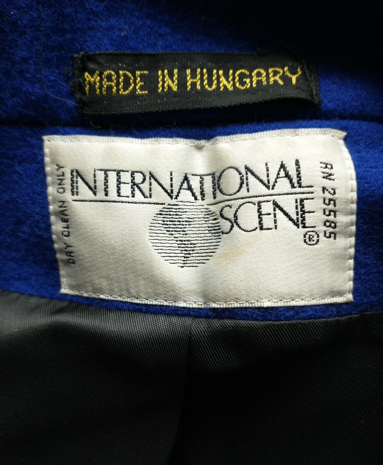 VTG International Scene 100% Wool Fleece Overcoat Button Pocket Blue Women 9/10 - Thumbnail 9