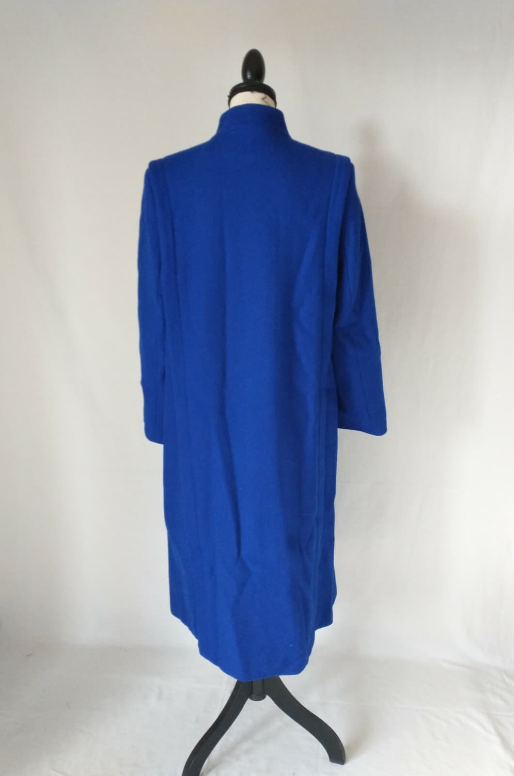 VTG International Scene 100% Wool Fleece Overcoat Button Pocket Blue Women 9/10 - Thumbnail 4
