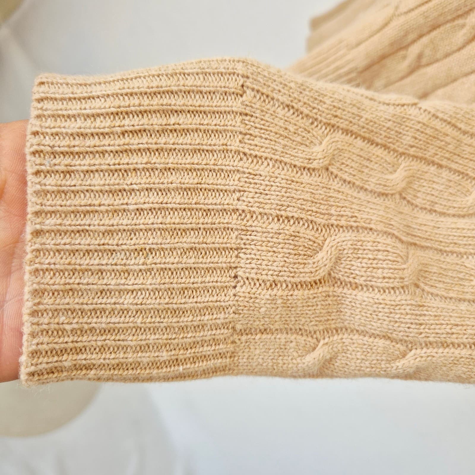 J.Crew Wool Rabbit Hair Blend Cable Knit V-Neck Sweater Beige Women's S #10315 - Thumbnail 3
