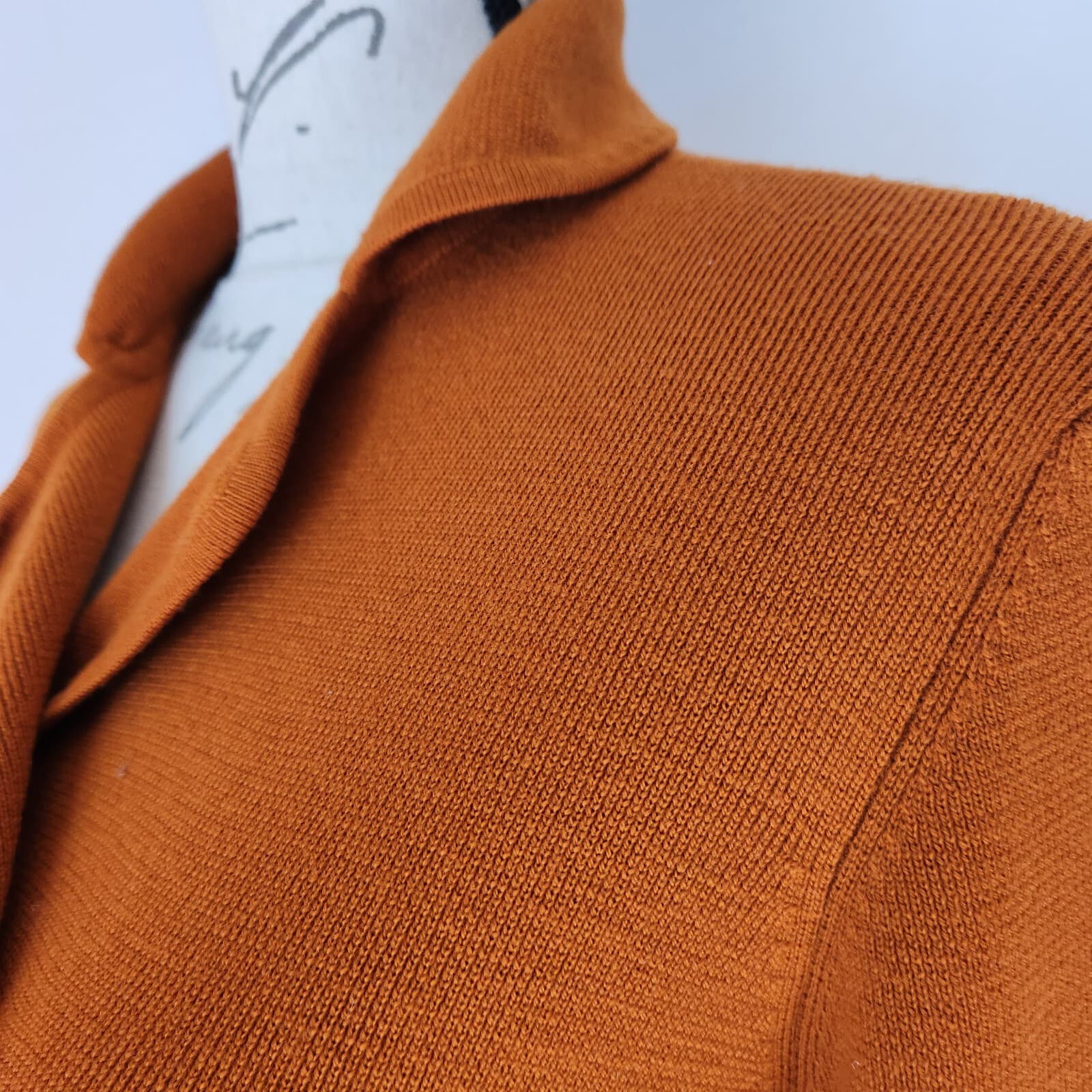 Vintage Valerie Stevens Extra Fine Merino Wool Double-Breast Sweater Orange Sz.S - Thumbnail 4