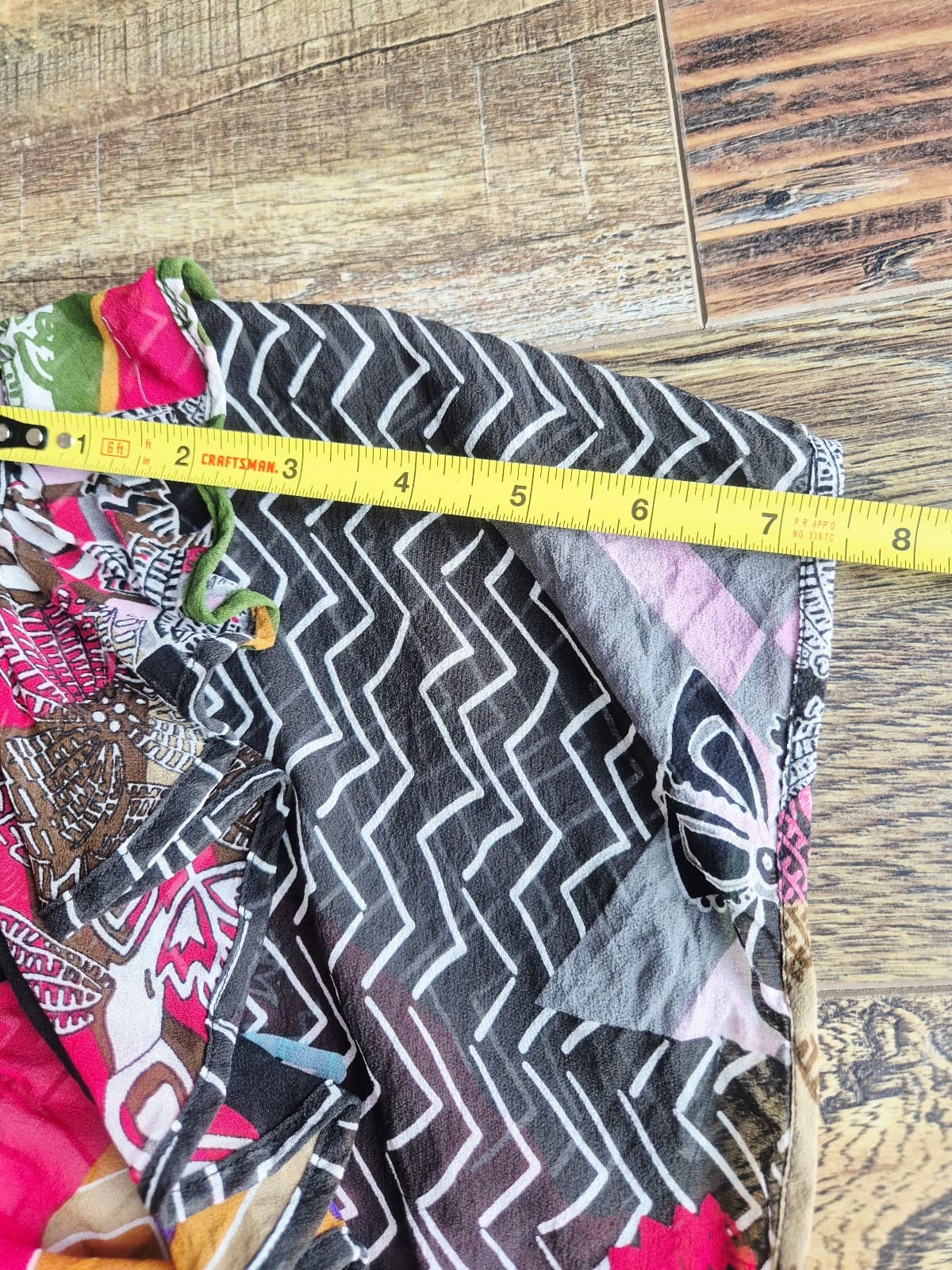 Pinkerton Anthropologie Silk Sheer Geo-Printed Ruffled Dropwaist Mini Dress Sz.M - Thumbnail 10