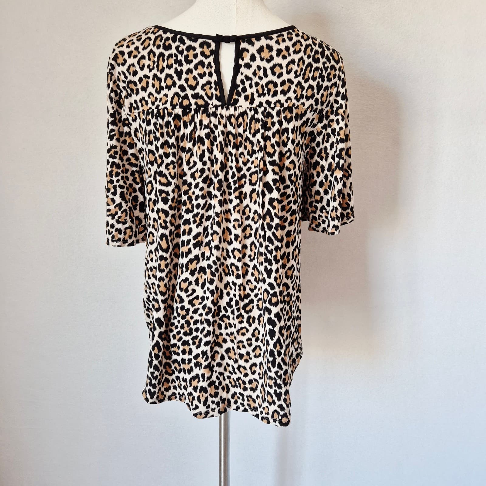 Kate Spade New York Leopard Stretch Jersey Top Flutter Sleeve Brown Women's S - Thumbnail 6