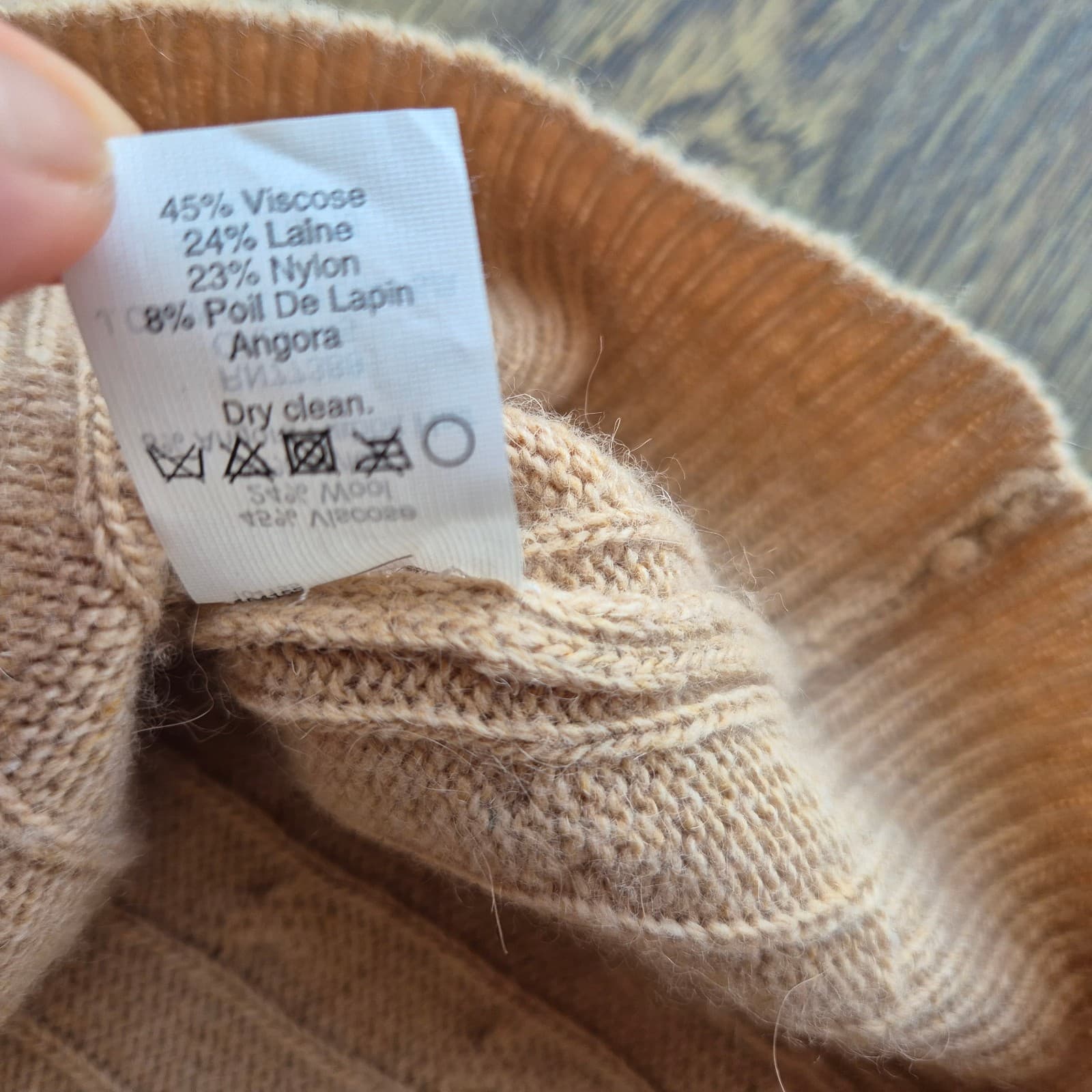 J.Crew Wool Rabbit Hair Blend Cable Knit V-Neck Sweater Beige Women's S #10315 - Thumbnail 8