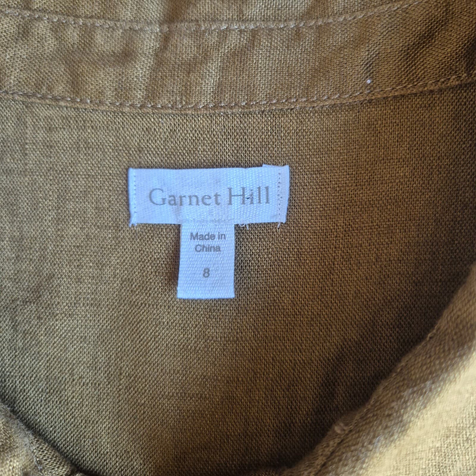 Garnet Hill 100% Linen Sleeveless Tunic Shirt Dress Button-Down Tan-Gold Women 8 - Thumbnail 7