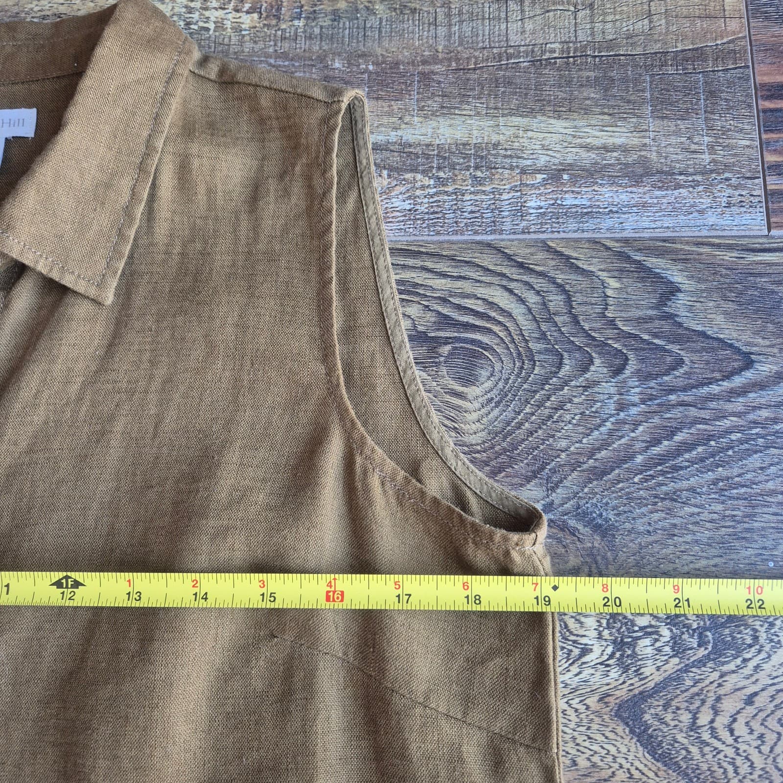 Garnet Hill 100% Linen Sleeveless Tunic Shirt Dress Button-Down Tan-Gold Women 8 - Thumbnail 8