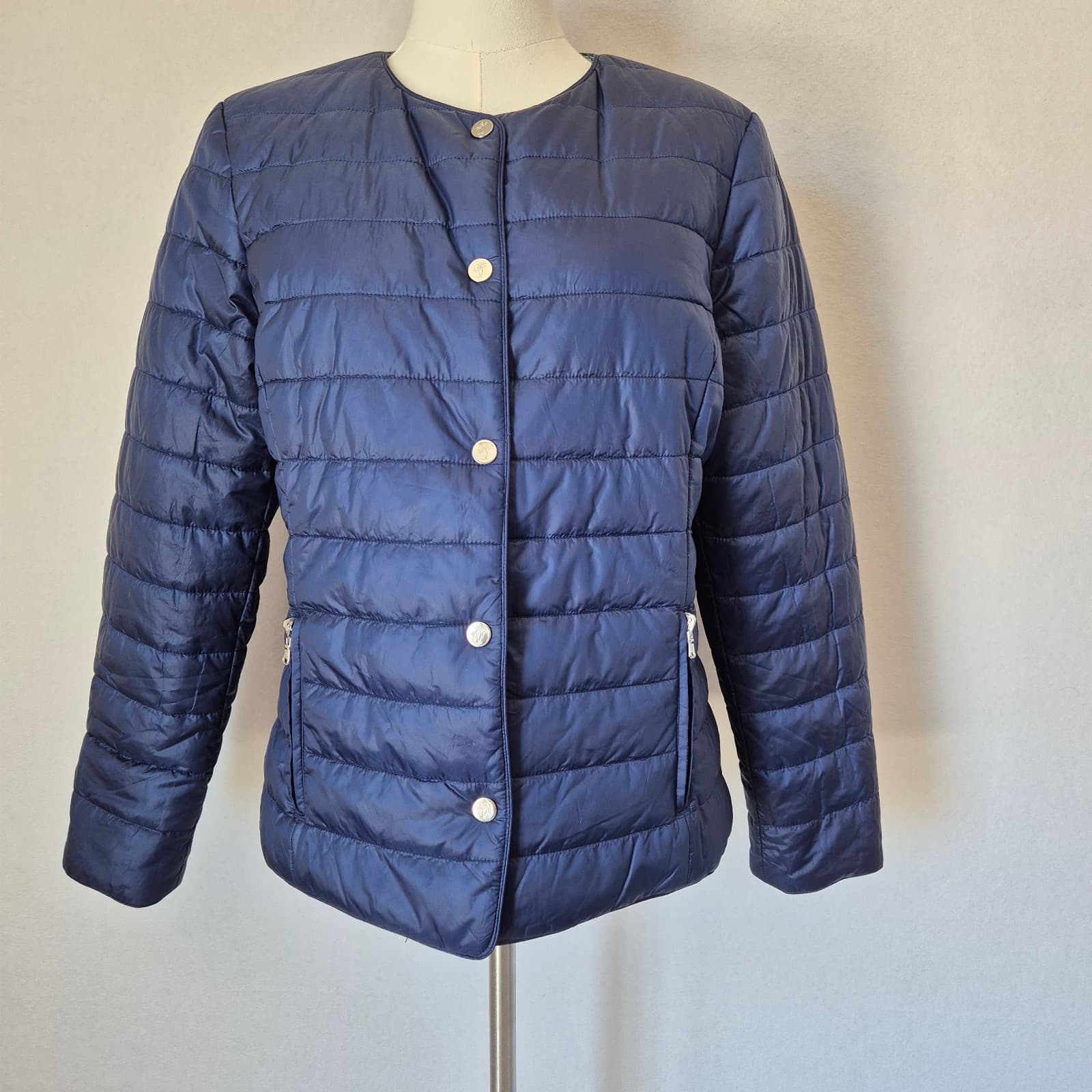 Tommy Bahama Floral Island Navy Reversible Snap Puffer Jacket Zip-Pocket Women S - Thumbnail 4