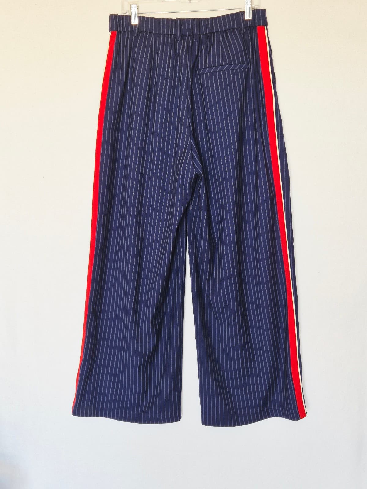 Maeve Anthropologie The Avery Pleated Wide-Leg Trouser Side-Stripe Blue Womens M - Thumbnail 5