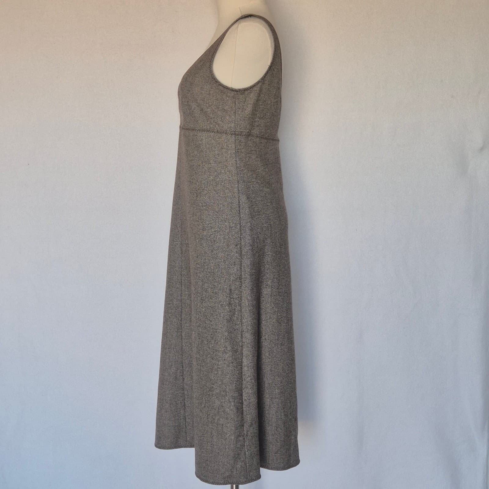 Vintage J.Crew Tweed Wool Blend Sleeveless Midi Sheath Dress Lined Brown Women 2 - Thumbnail 5
