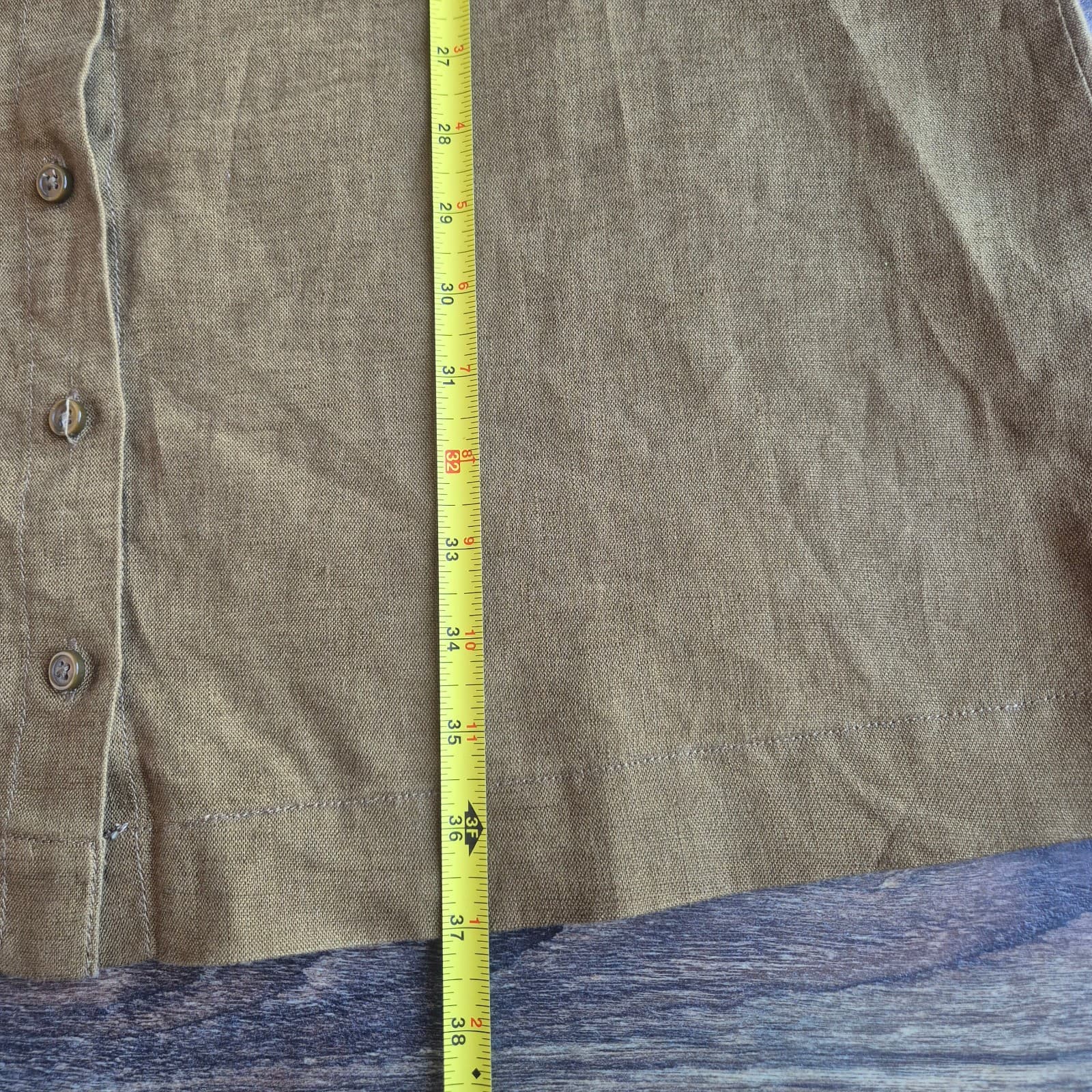 Garnet Hill 100% Linen Sleeveless Tunic Shirt Dress Button-Down Tan-Gold Women 8 - Thumbnail 9