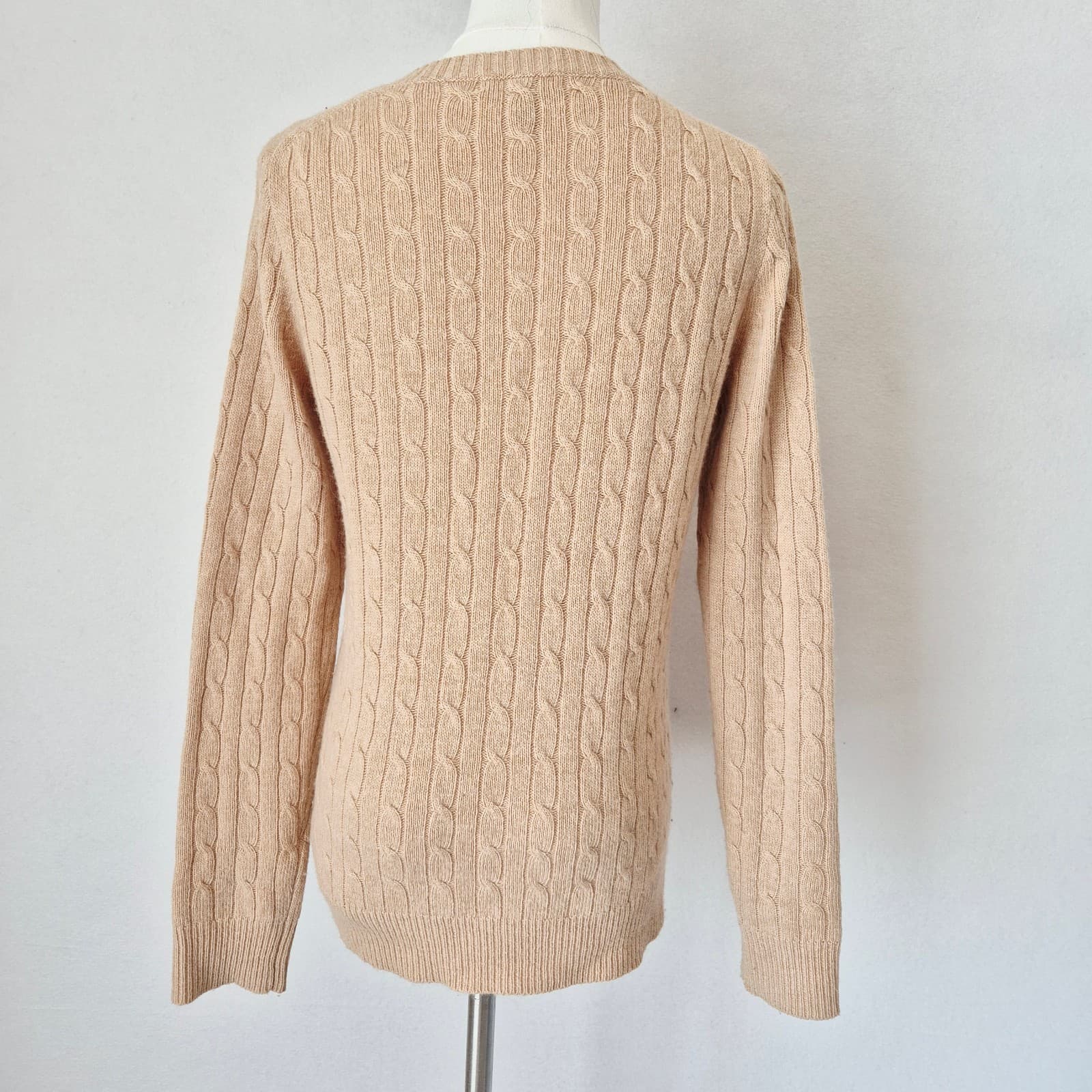 J.Crew Wool Rabbit Hair Blend Cable Knit V-Neck Sweater Beige Women's S #10315 - Thumbnail 4