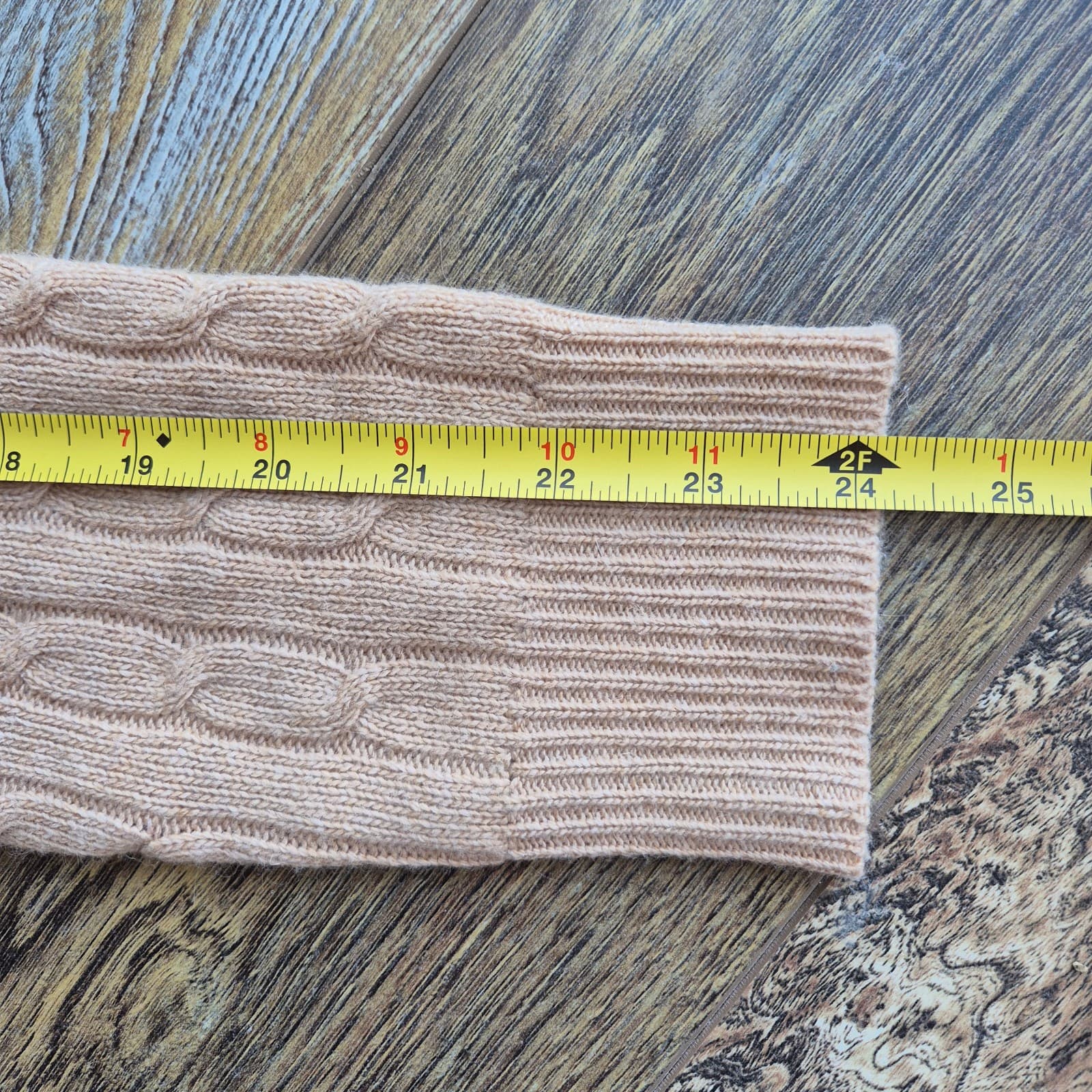 J.Crew Wool Rabbit Hair Blend Cable Knit V-Neck Sweater Beige Women's S #10315 - Thumbnail 9